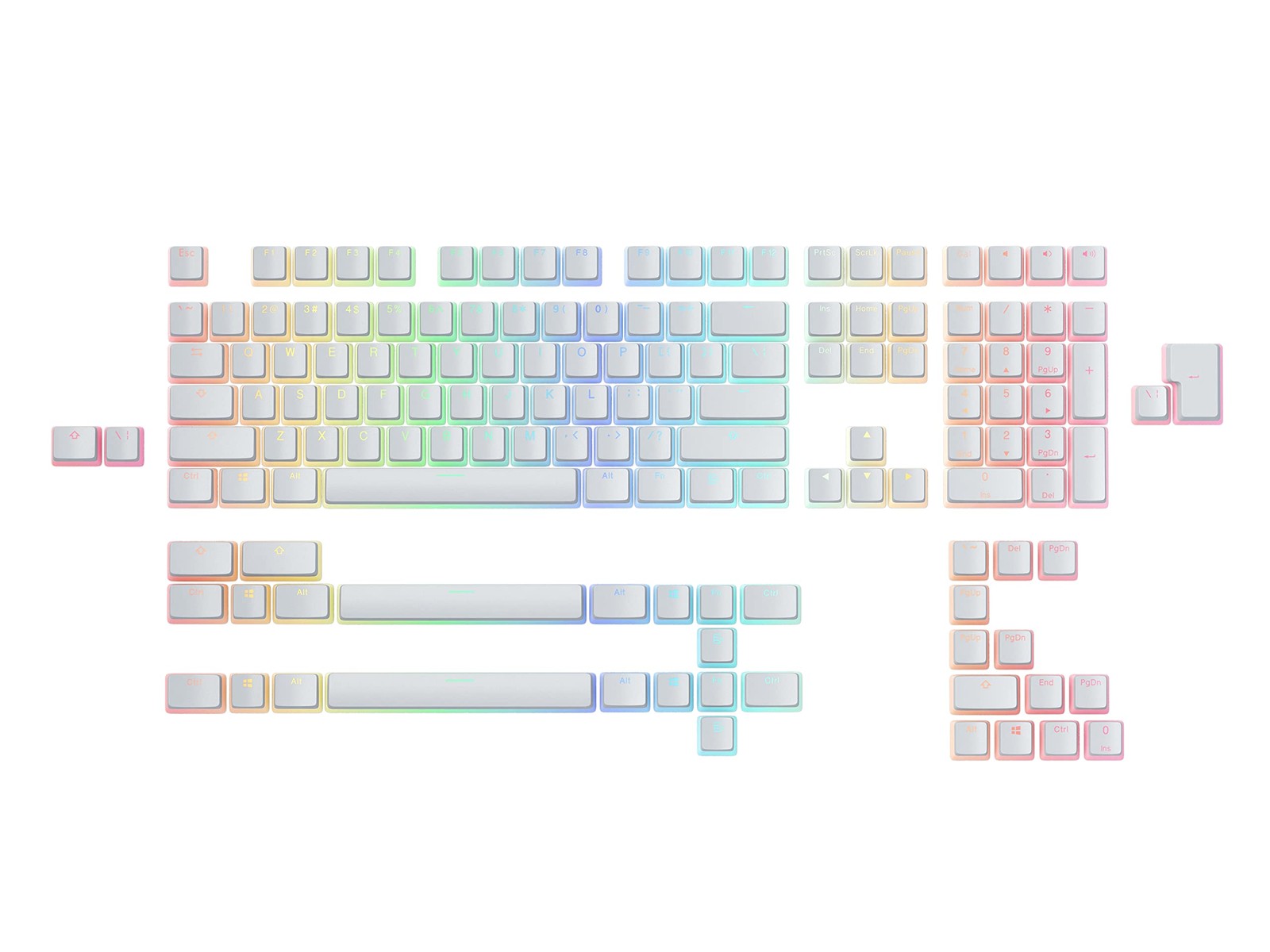 Aura V2 White PBT Pudding Keycaps ANSI US ISO Fits Full Size TKL 75% 60%