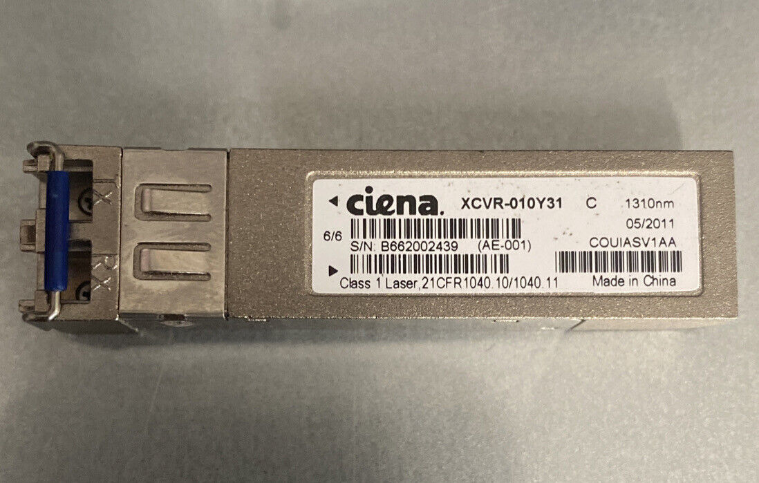 Used Ciena XCVR-010Y31 GB Ethernet SFP 1310NM 10KM Fiber Optic Adapter
