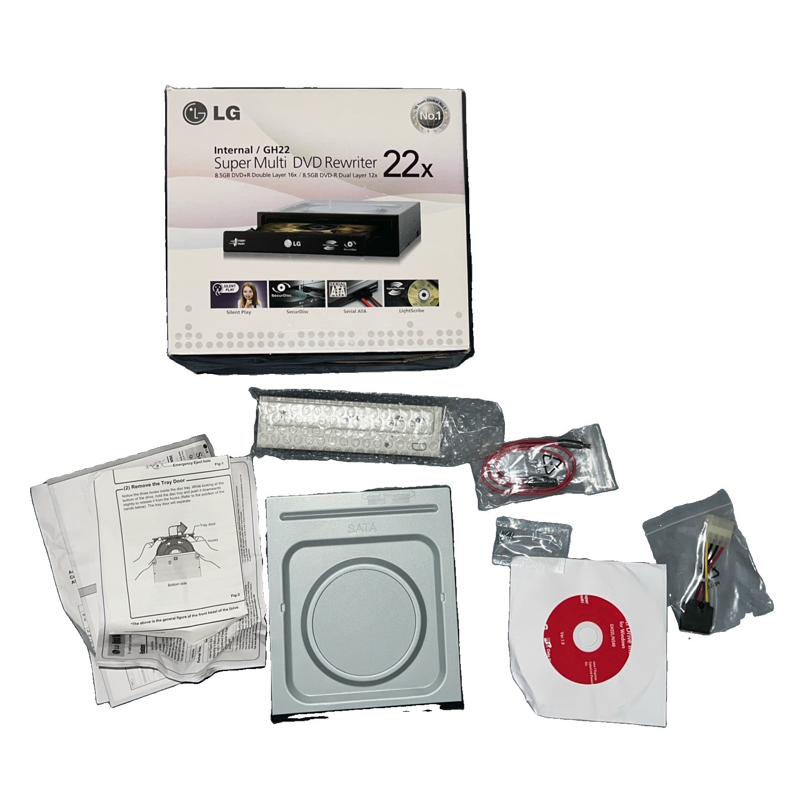 LG GH22 Super Multi 22x Internal DVD Rewriter LightScribe IDE Black