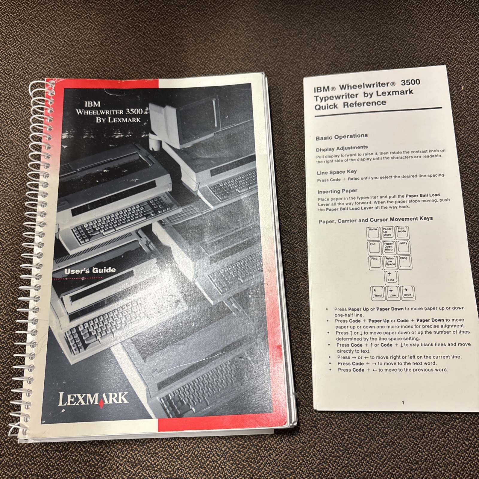 IBM Wheel Writer 3500 User's Guide by Lexmark and Quick Reference
