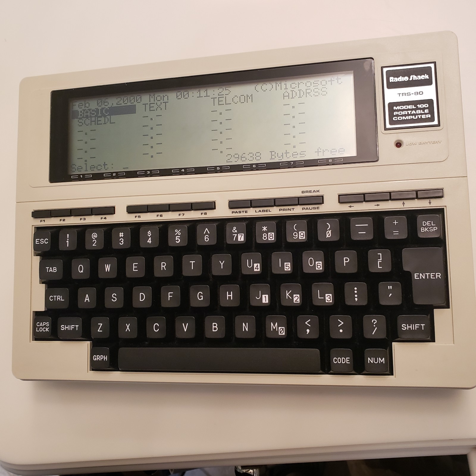 Tandy TRS-80 Model 100 Tested Works Vintage Computer with Y2K ROM Update. Lot B.