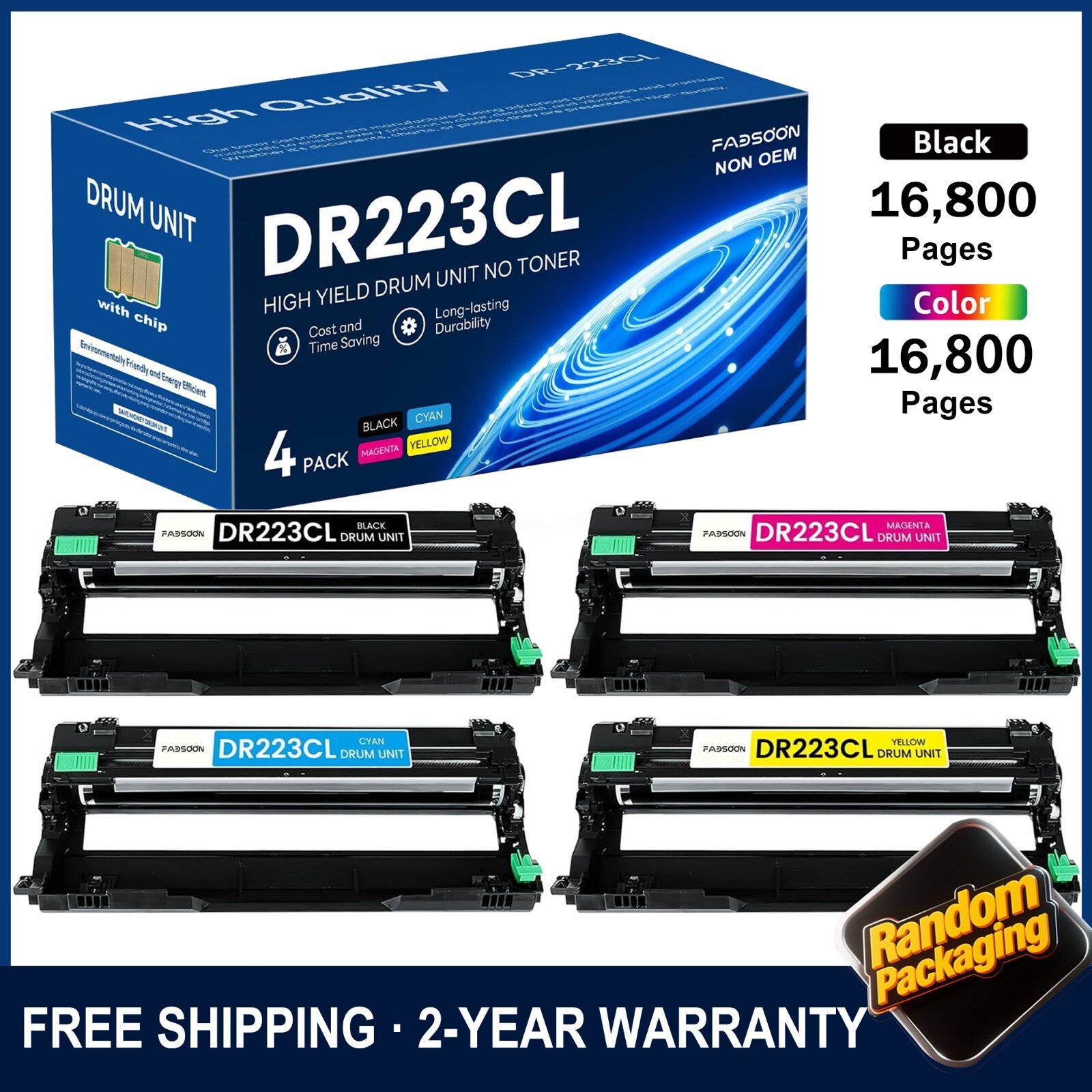 FADSOON® 4PK DR223 Drum Unit set for Brother DR223CL HL-L3290CDW MFC-L3770CDW