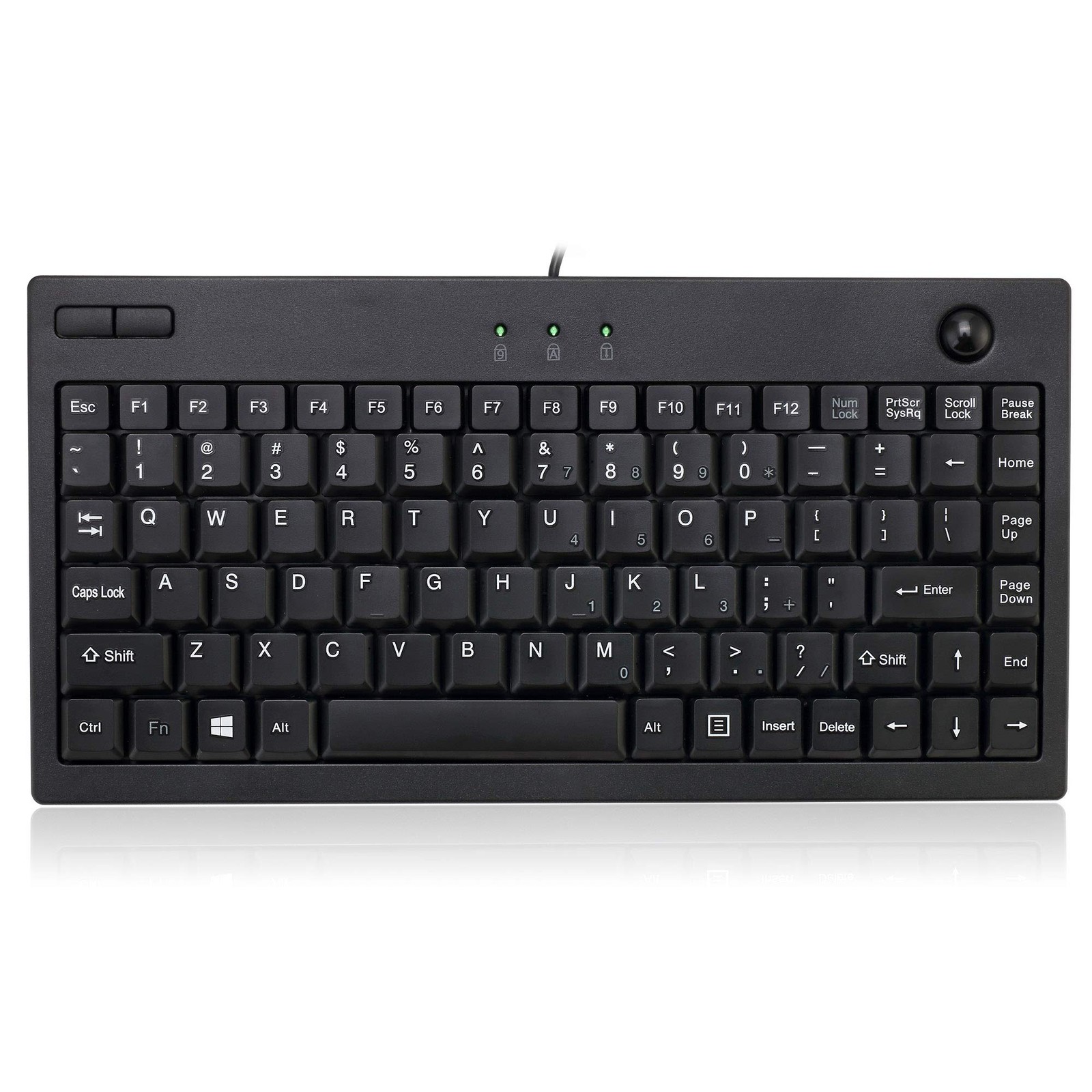 Wired USB Mini Trackball Keyboard For PC Computer Desktop Mac Ergonomic Black
