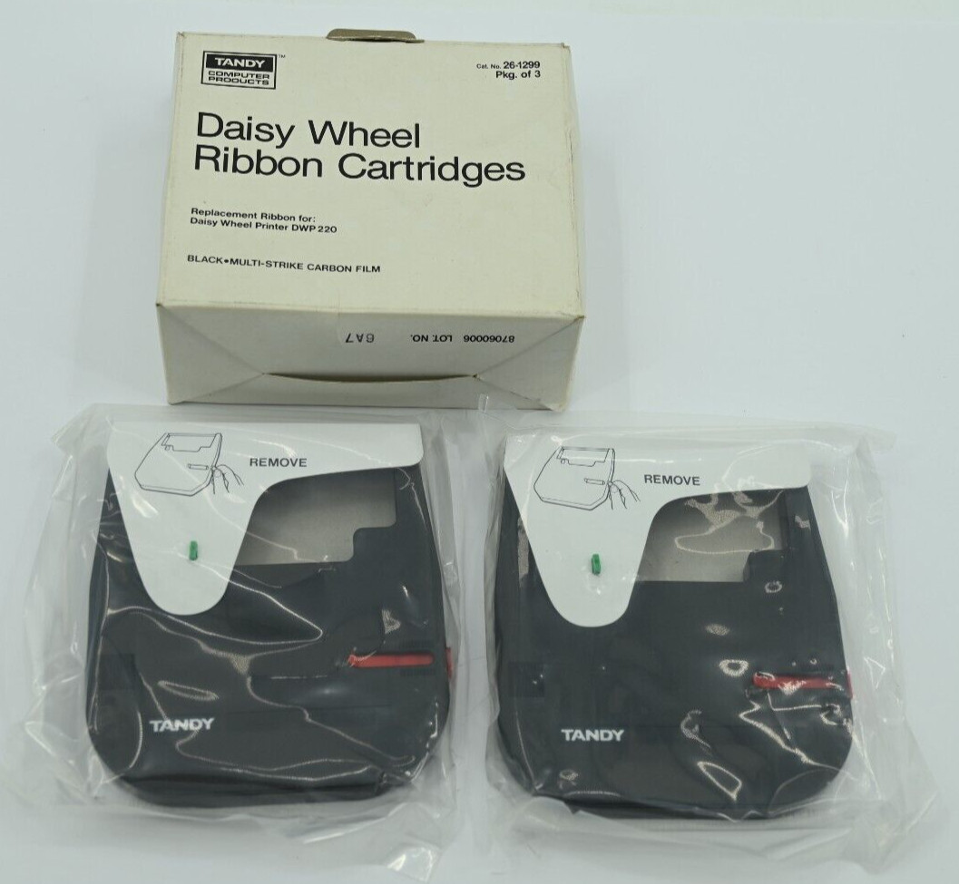 Lot of (2) Vintage NOS Tandy Daisy Wheel Ribbon Cartridges 26-1299 for DWP 220