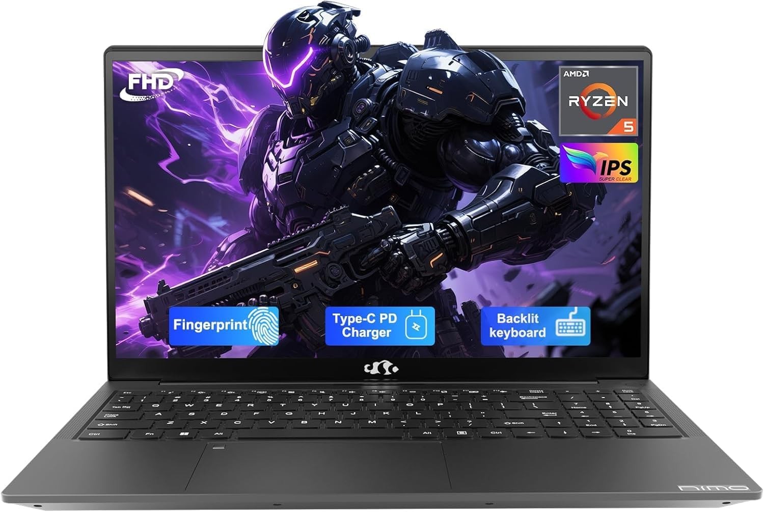 NIMO 15.6'' IPS FHD-Laptop, 8GB RAM 256GB SSD AMD Ryzen 5 Student Computer