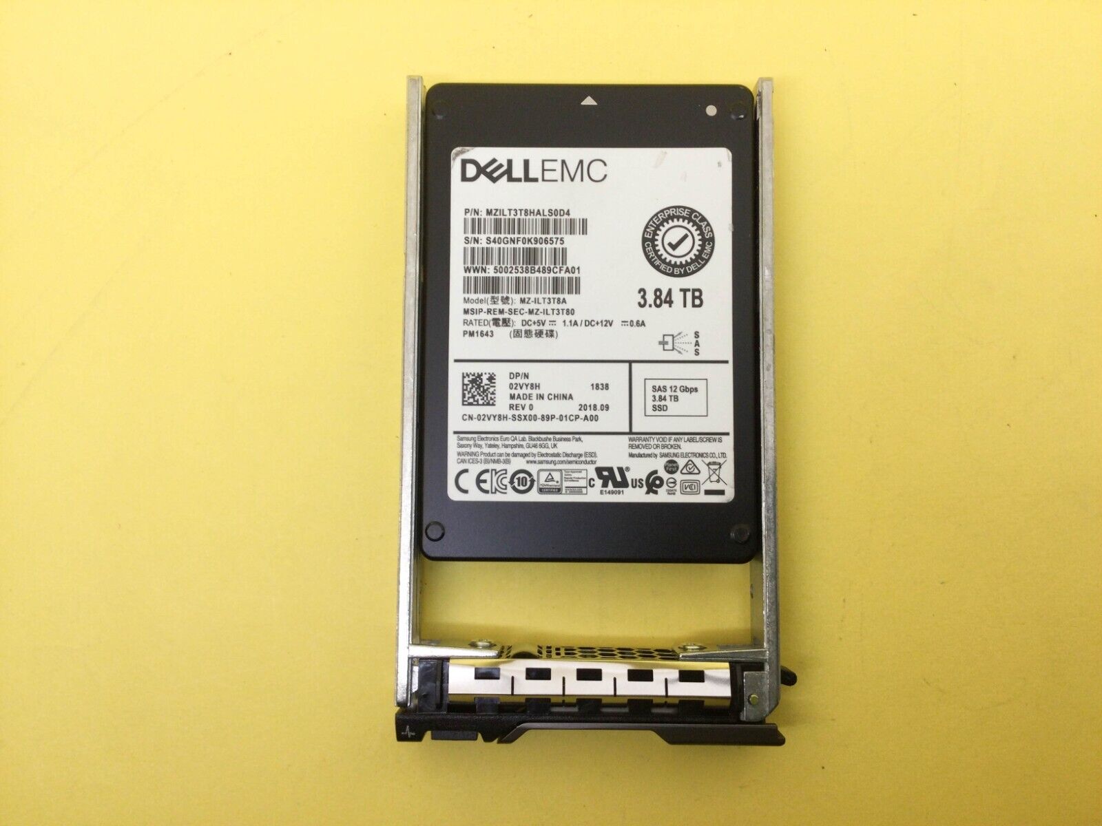 *** 2VY8H Dell 3.84TB SAS 12Gbps Read Intensive 2.5'' SSD 02VY8H MZ-ILT3T8A ***