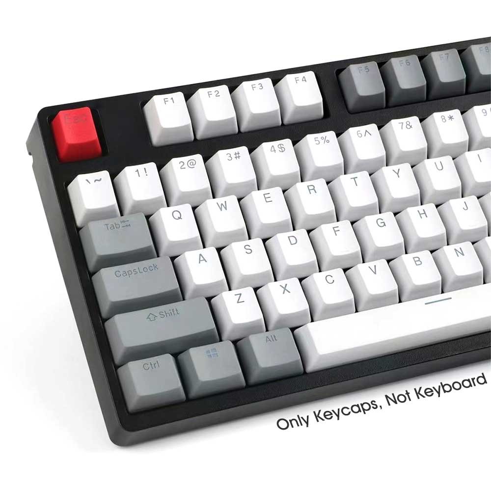 White Gray Retro PBT Doubleshot Keycaps Set OEM Profile for Cherry MX Keyboards