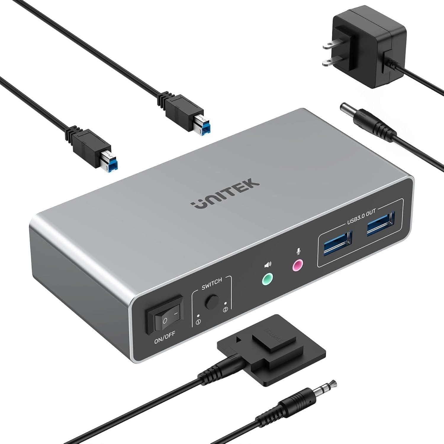 Unitek HDMI KVM Switch 2 Monitors 2 Computers 4K@60Hz USB 3.0 KVM Switches