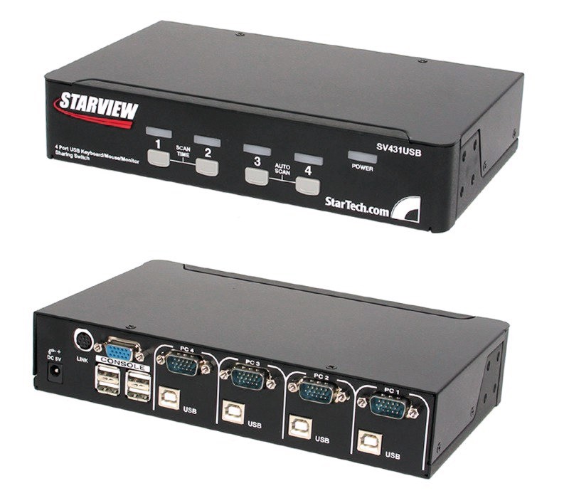 StarTech SV431USB KVM Switch 4 Ports USB 1U Rackmount