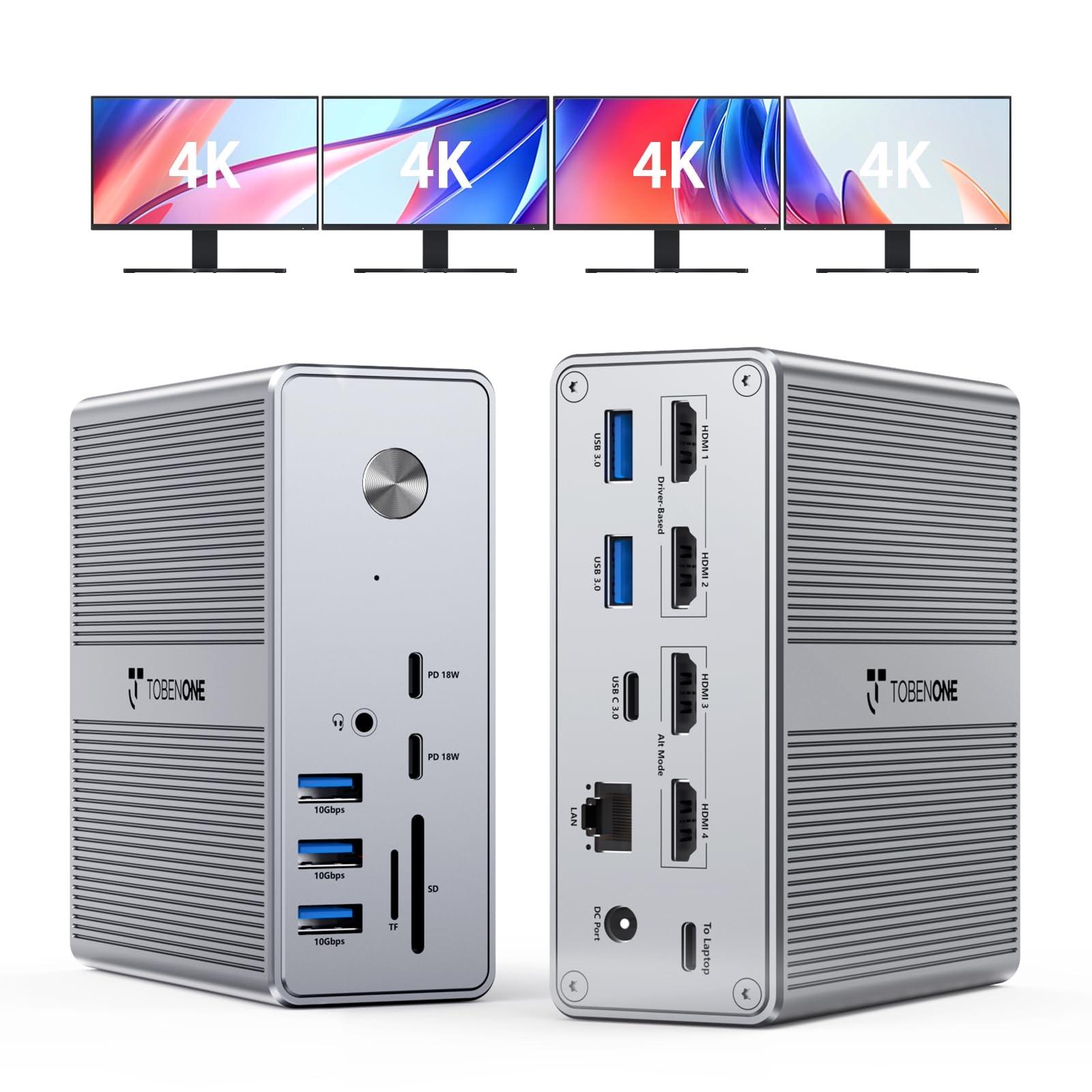 18-in-1 DisplayLink Docking Station 4 Monitor with 4 HDMI