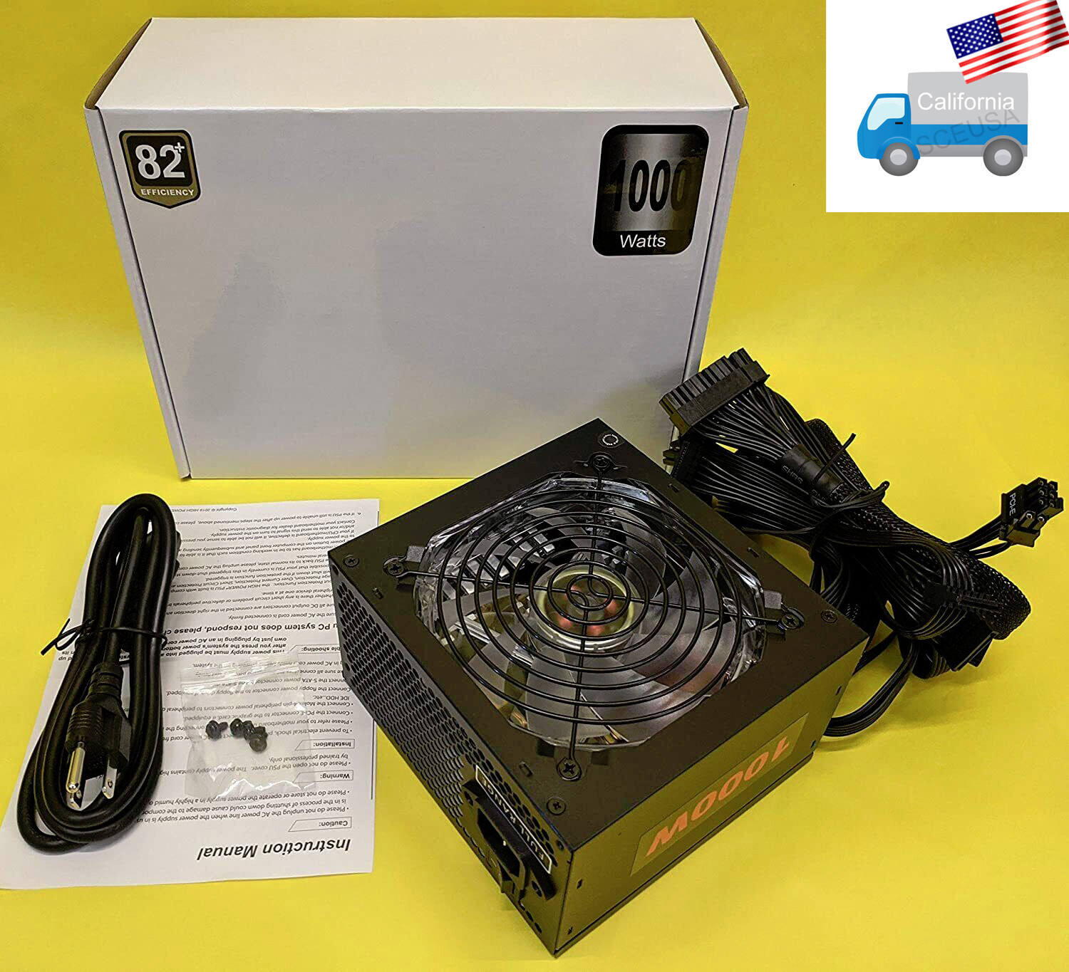 SHARK TECHNOLOGY® 1000W Gaming PC LED Power Supply 2x PCI-e SATA ATX/EPS 12V