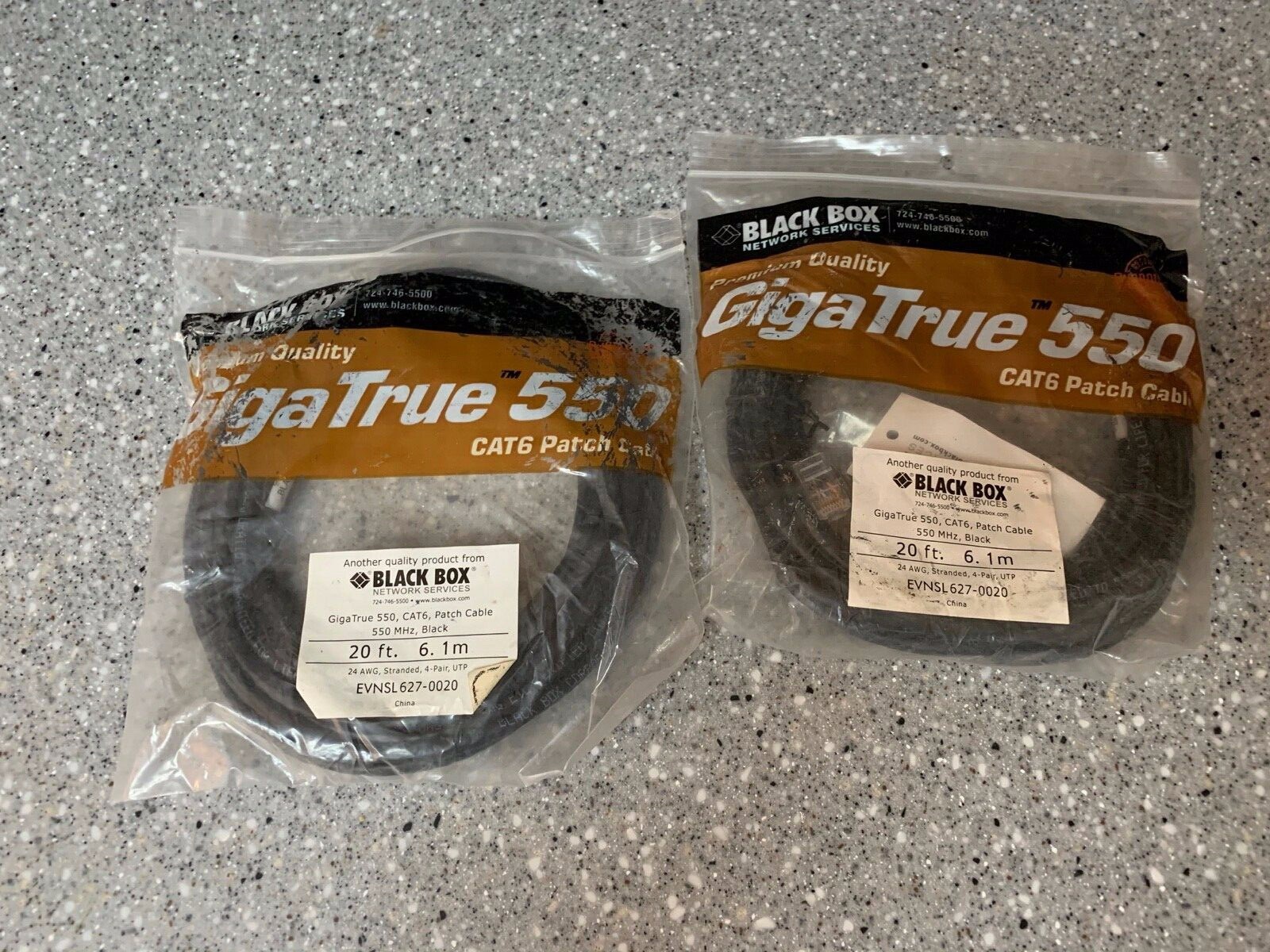 2 Black Box GigaTrue Cat. 6 Channel UTP Cbl RJ-45 Male RJ-45 Male 20ft Black **