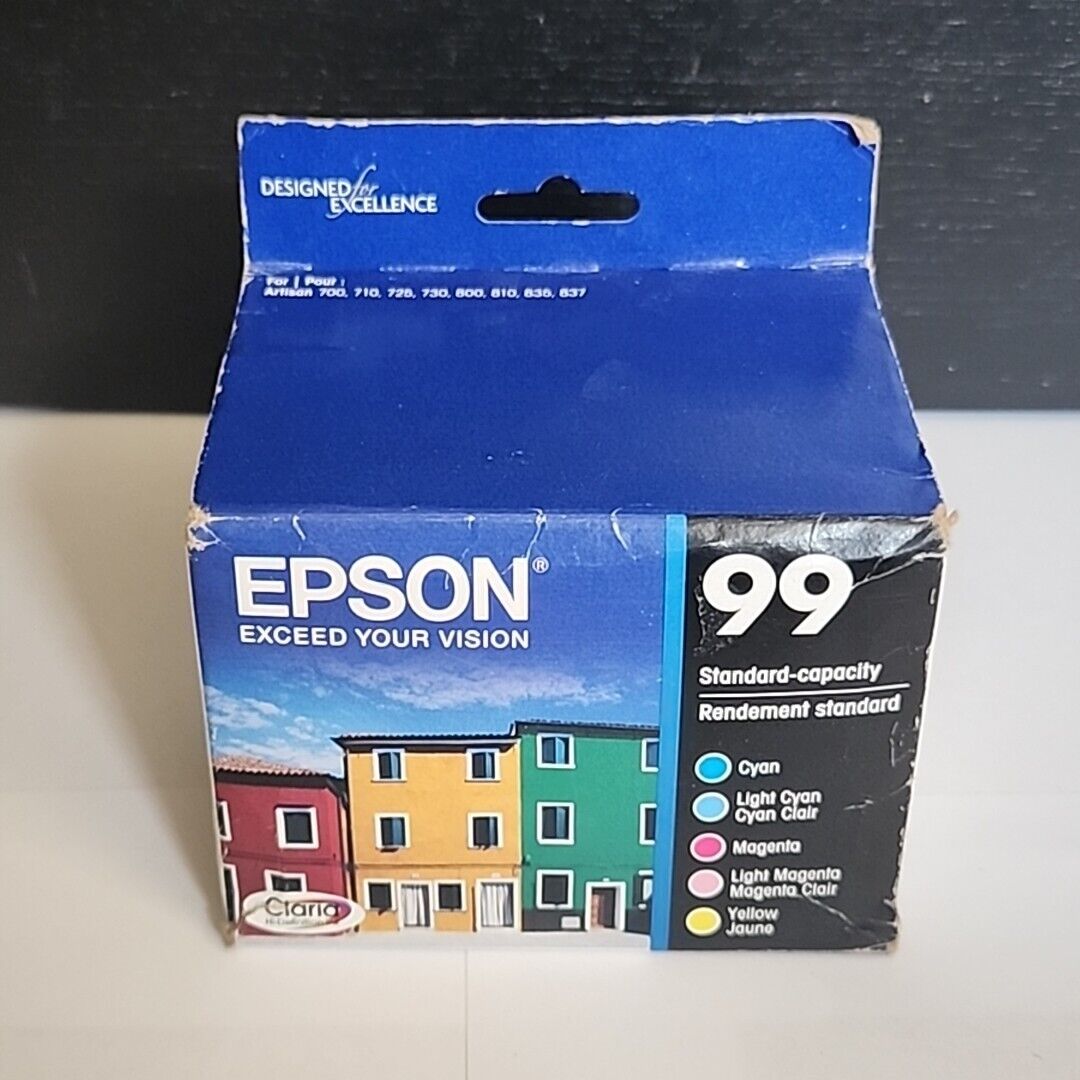 Genuine Epson 99 Color Combo 5pk Ink Cartridges T099920 New, Sealed - 