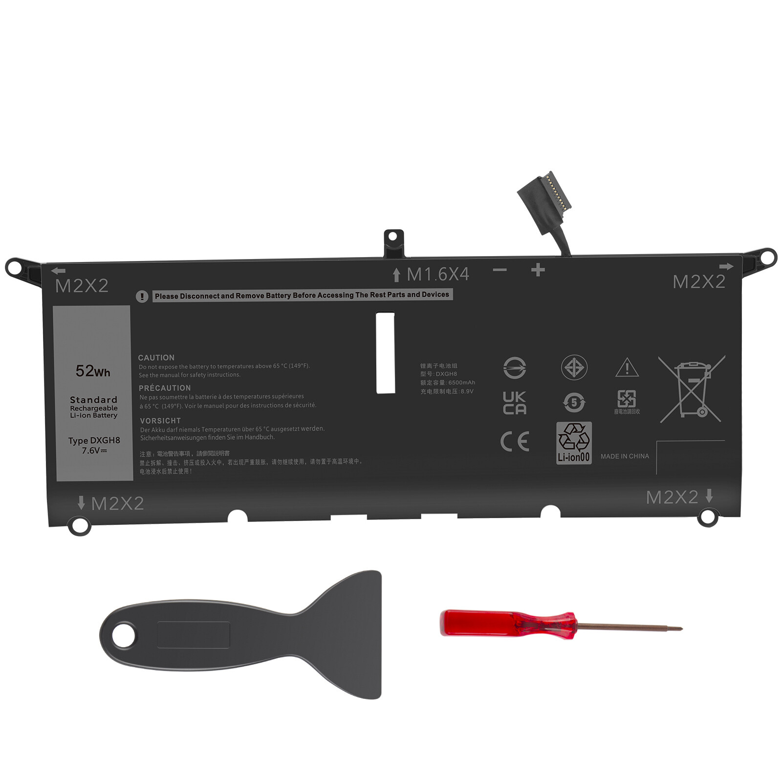 DXGH8 Battery For Dell XPS 13-5390 9370 9380 G8VCF H754V P82G002 52WH 7.6V 