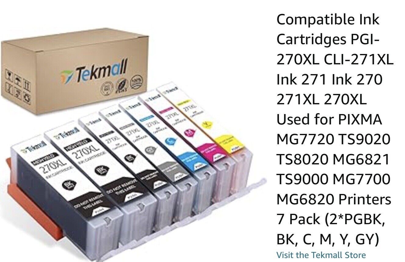 Tekmall Ink Cartridges (See Listing For Compatible Printers)  6 Pack Open Box