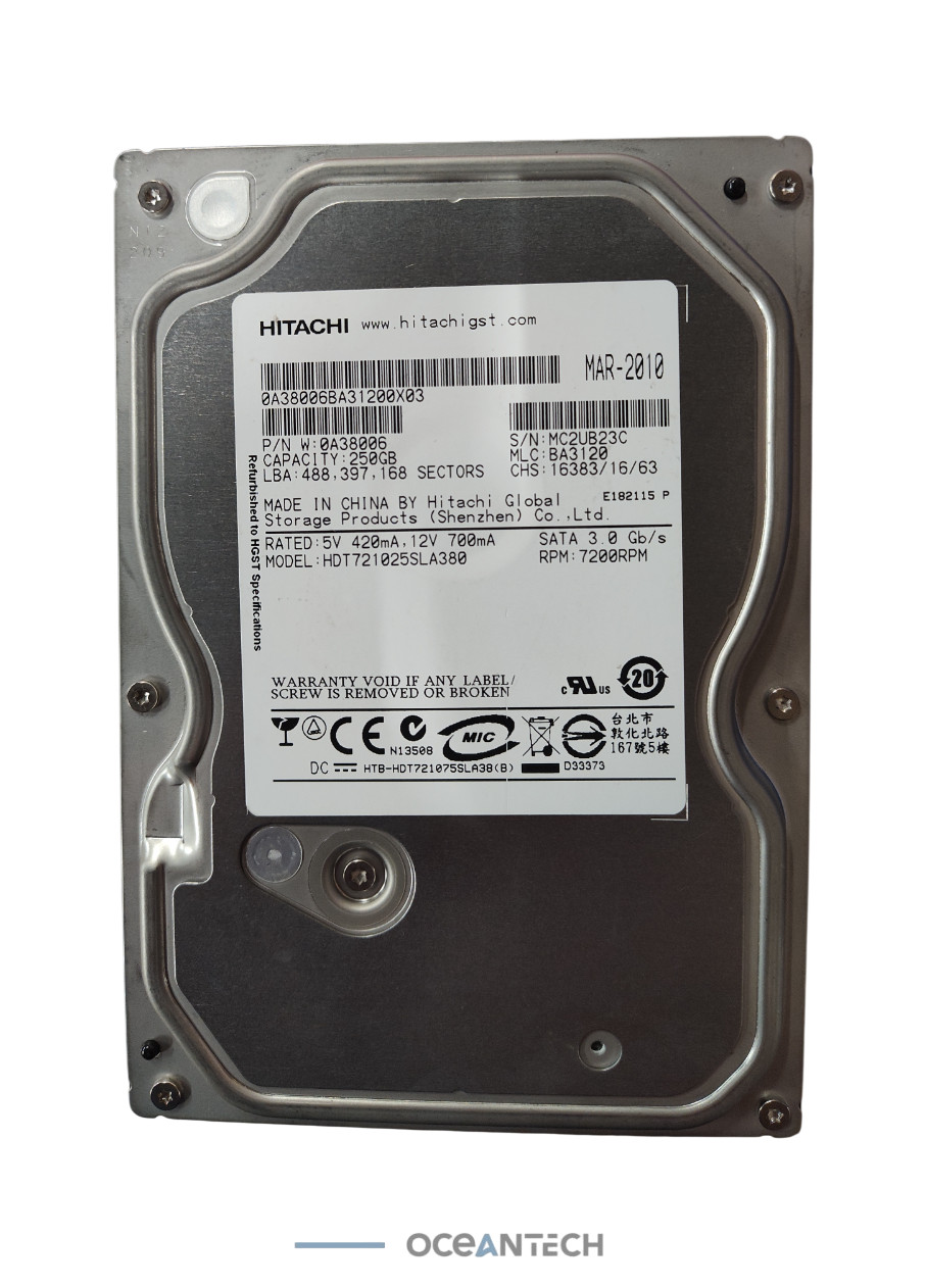 Hitachi 0A38006 Hard Disk Drive| 250GB, RPM 7200RPM SATA 3.0Gb/s