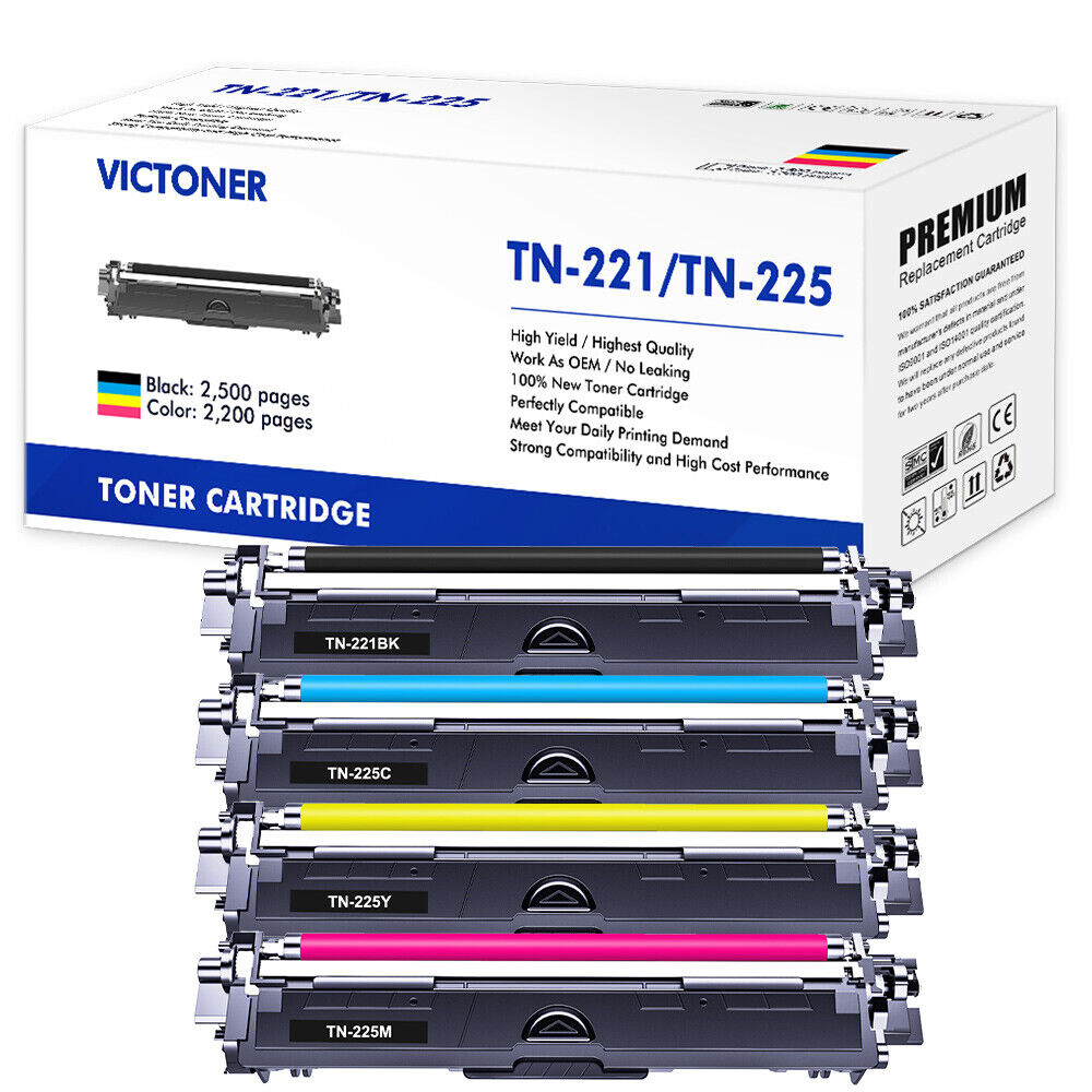 4PK TN225 Toner Cartridge Replacement for Brother MFC-9330CDW Printer (BK/C/M/Y)