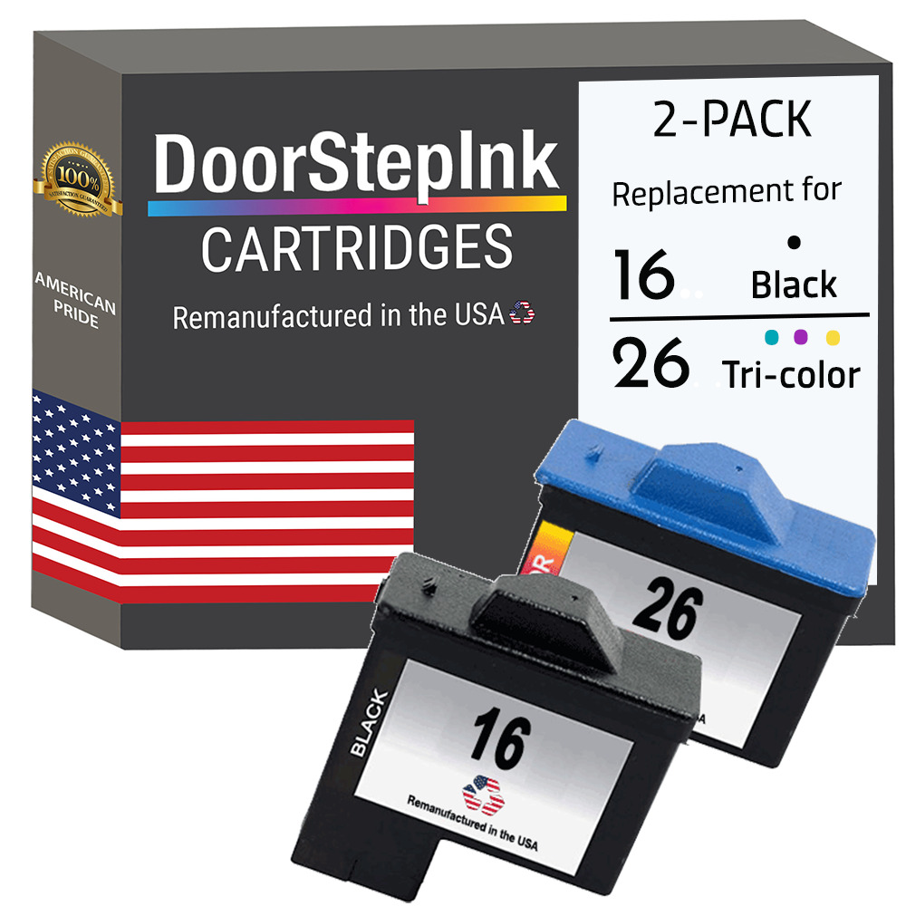 DoorStepInk Remanufactured In The USA For Lexmark 16 26 Black Color 2 PK