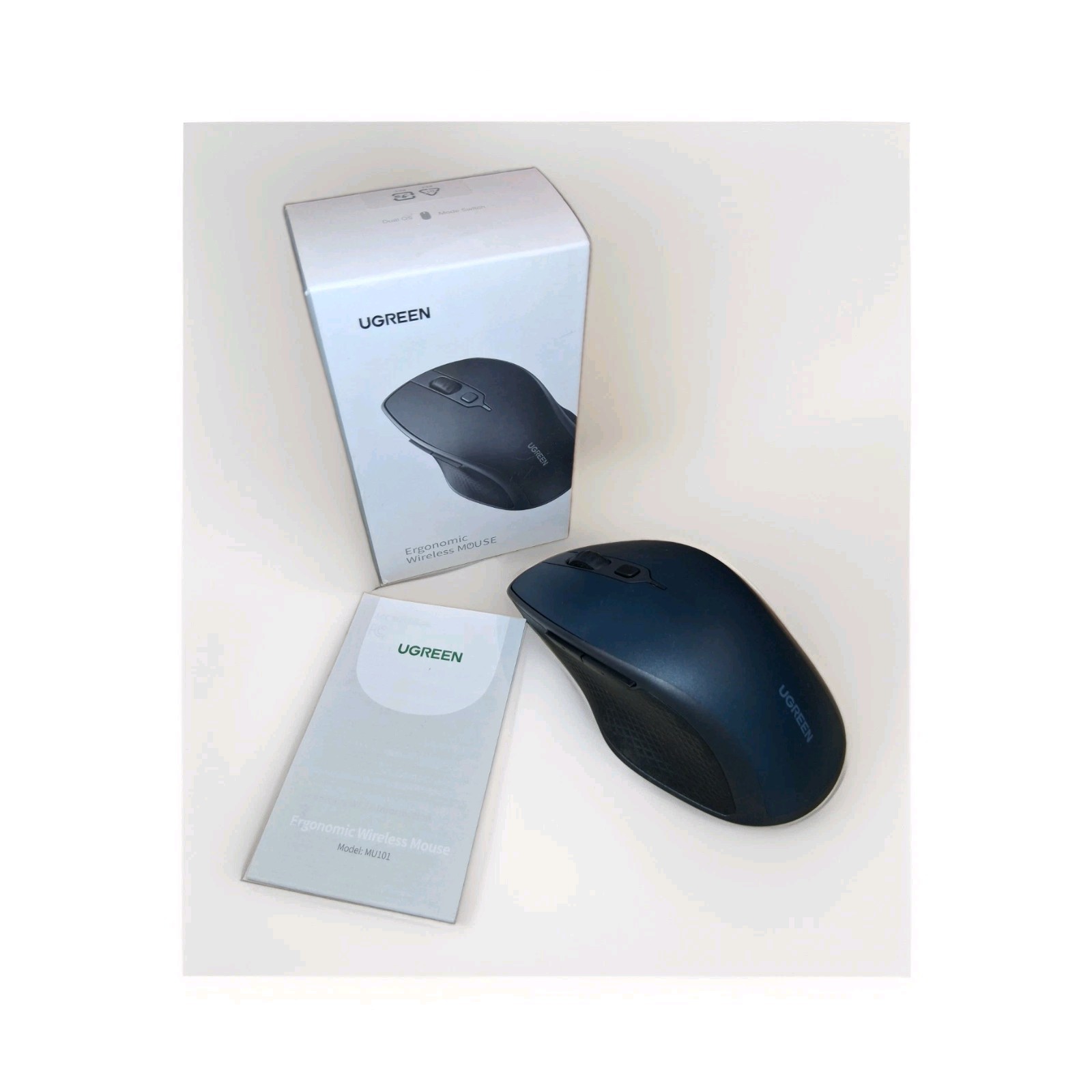 UGreen Ergonomic Wireless Mouse, 2.4 GHz Plug &play Or Bluetooth. BATTERY INCL.