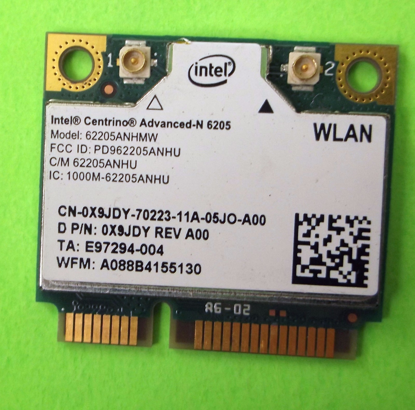 Latitude E5420 E5520 E6220 Intel Centrino Advanced-N 6205 WiFi Card (A00) X9JDY