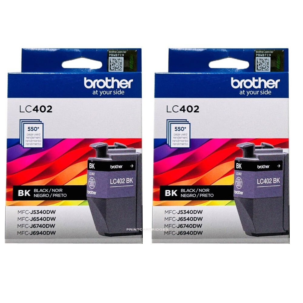 2pcs Brother Genuine LC402 Black  Ink Cartridges Brother 402 Ink