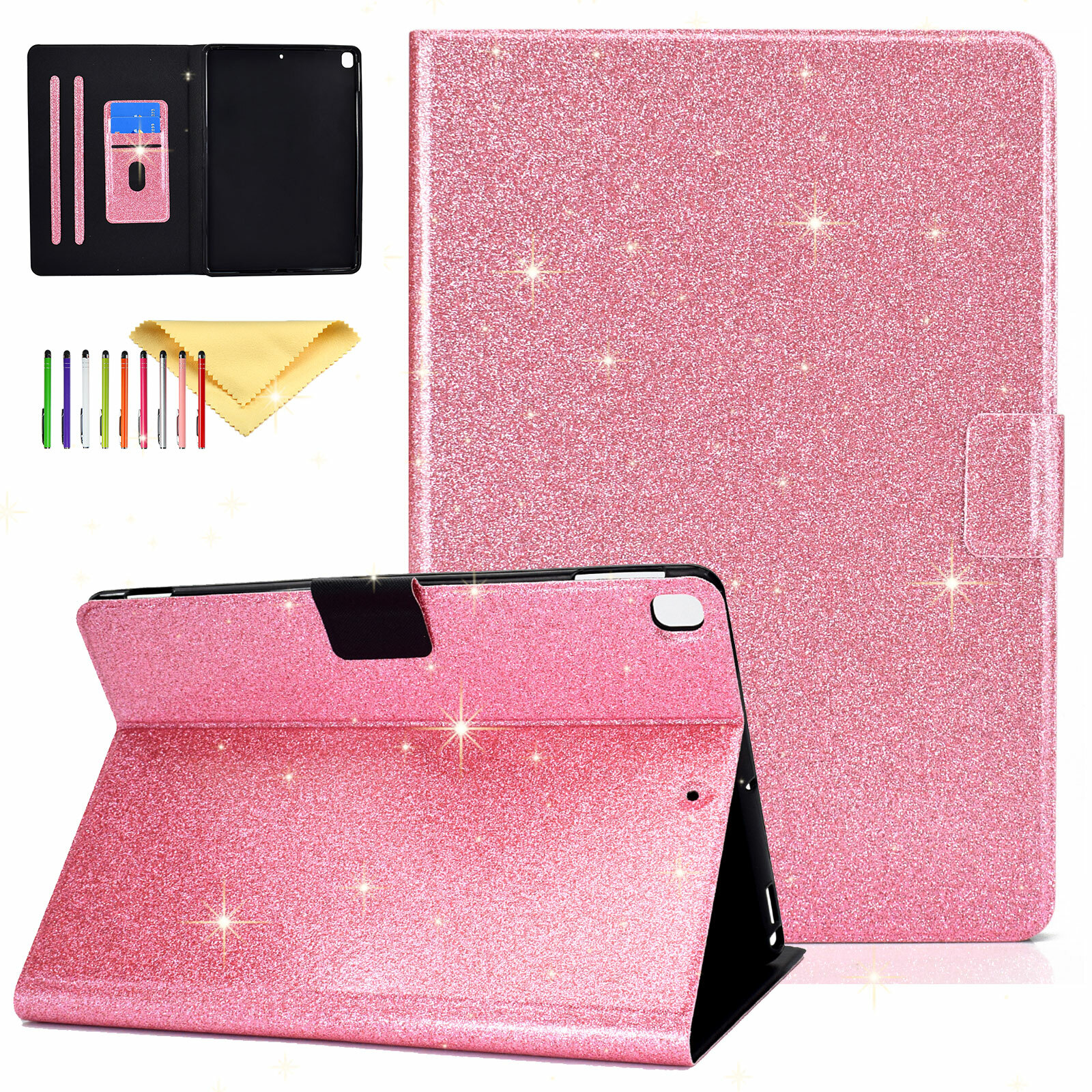 For iPad 10.2" 7th/8th 9.7" 6th Gen Smart Bling Glitter Flip Leather Case Cover
