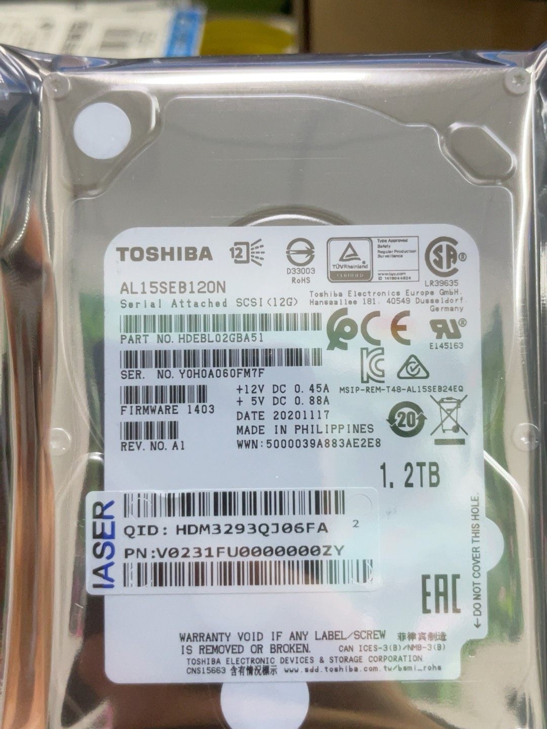 Toshiba AL15SEB120N 1.2TB 12Gbps SAS 2.5 Inch Server Hard Drive For Inspur