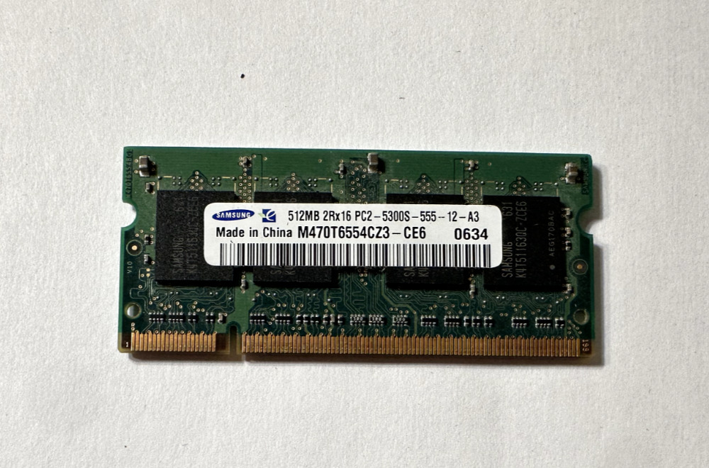 Samsung M470T6554CZ3-CE6 512MB SODIMM RAM Laptop Memory 200P PC2-5300 DDR2-667