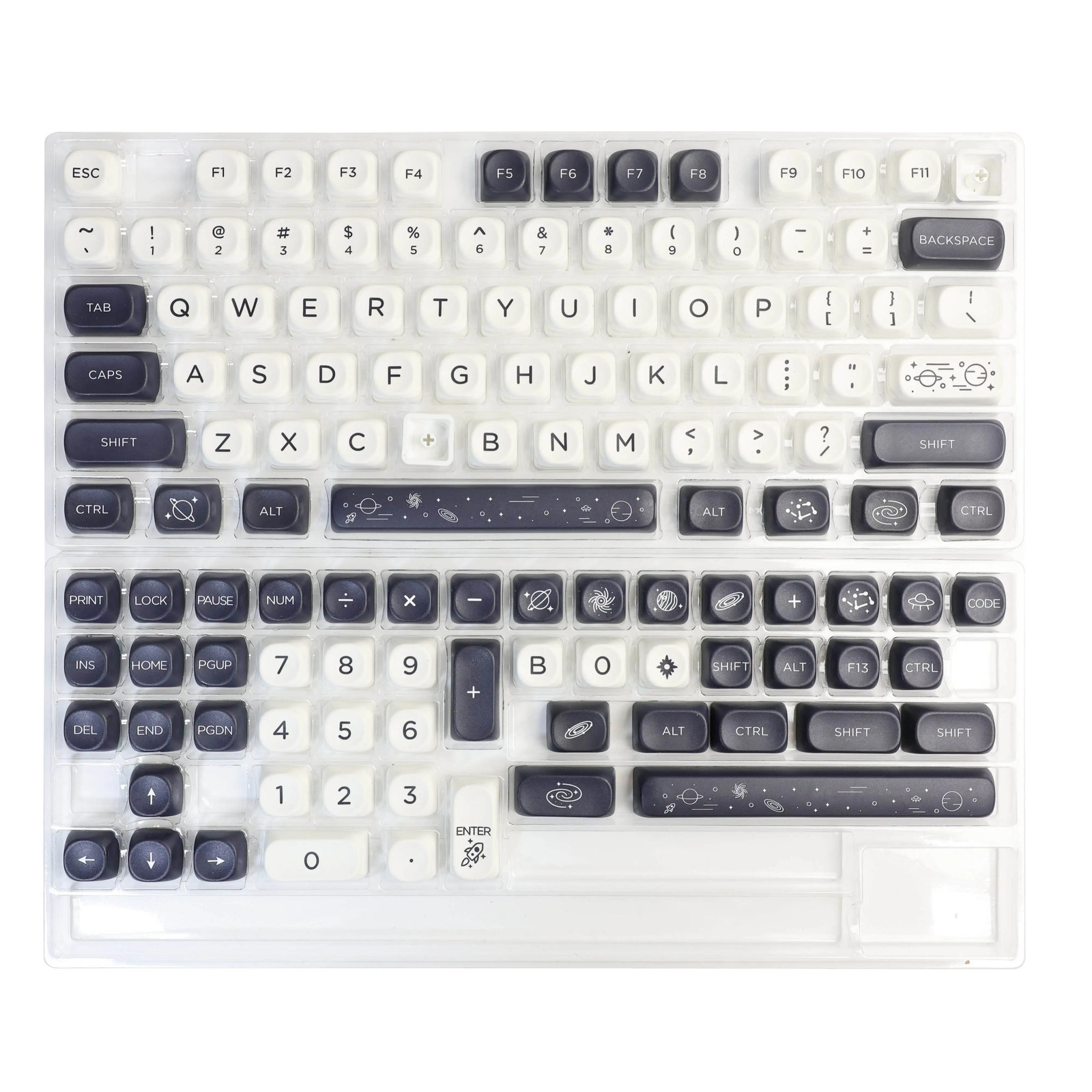 Milky Way White PBT Keycaps MOA Profile Dye-Sub for Cherry MX Switches 125 Keys