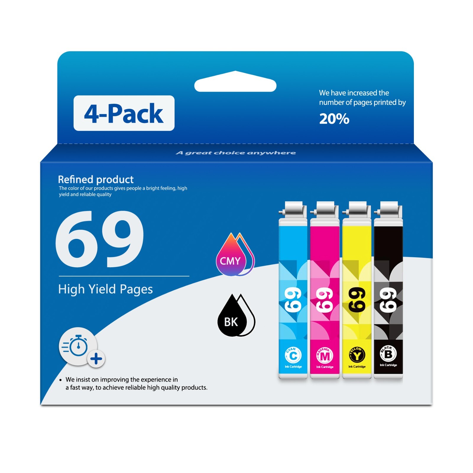 69 4PK Ink Cartridge Set for C120 CX7400 NX515 WF-40 WF-610 NX300 CX9475Fax