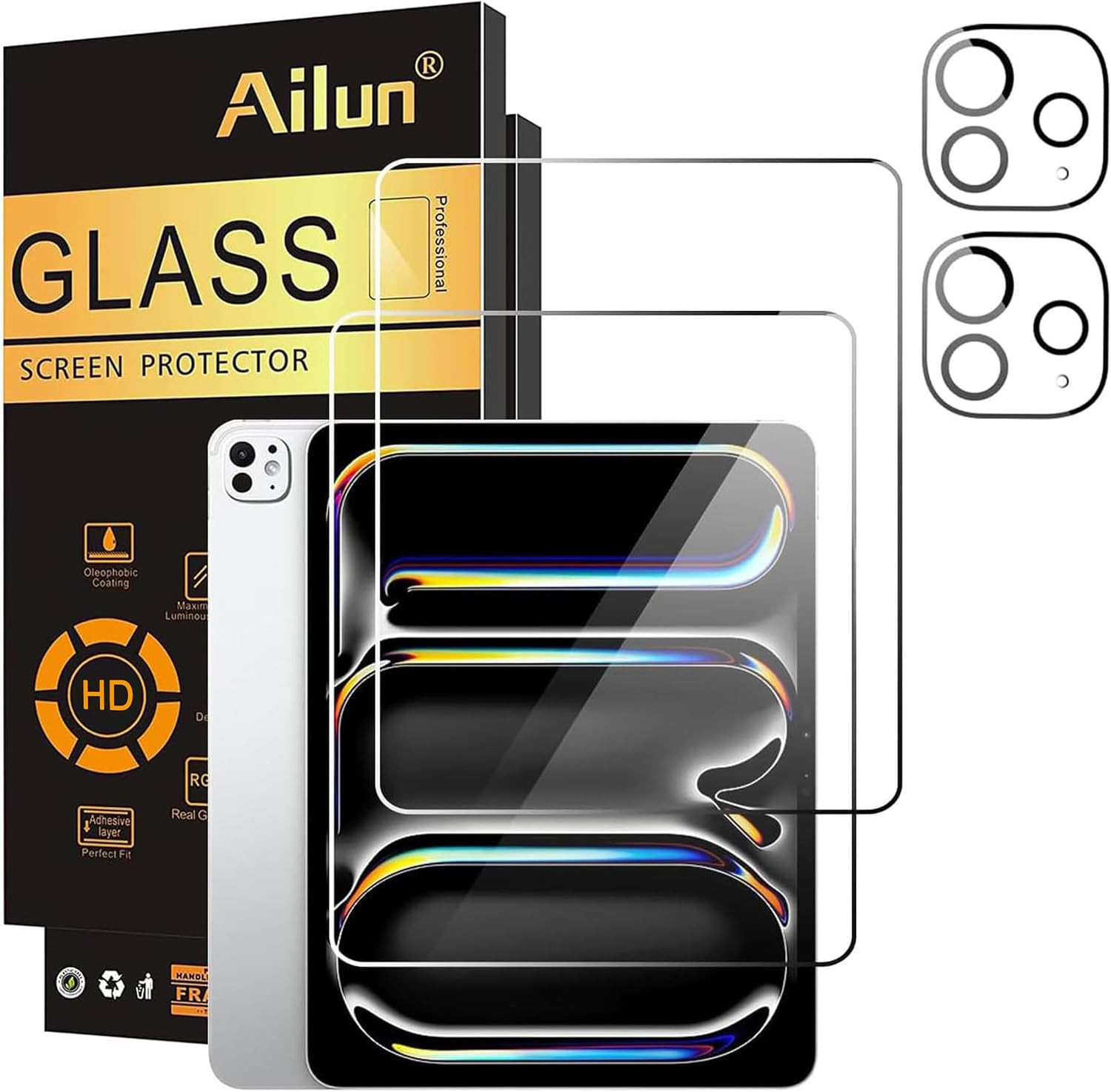Ailun Screen Protector+Camera Lens Protector for Ipad Pro 13 Inch, 2+2 Pack