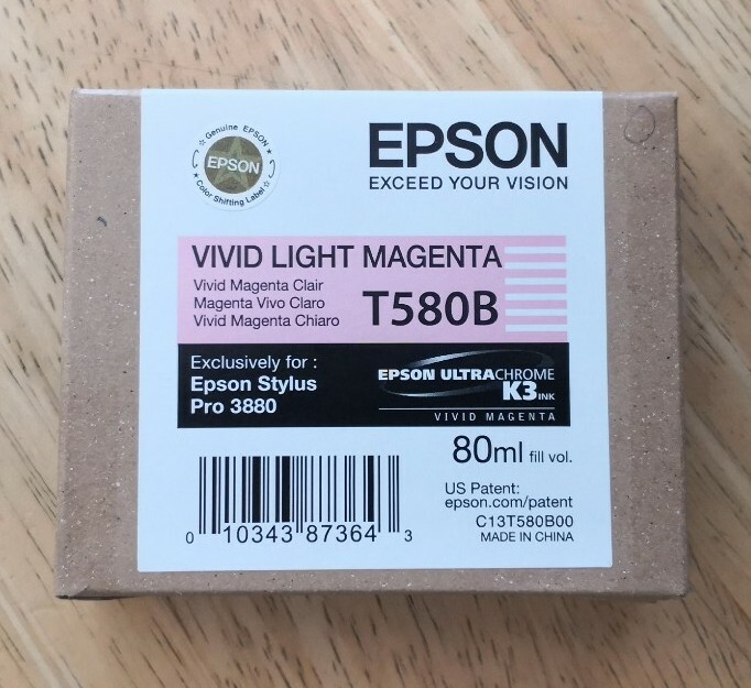 04-2026 Genuine Epson 3880 Printer Ink Vivid Light Magenta T580B T580B00 New