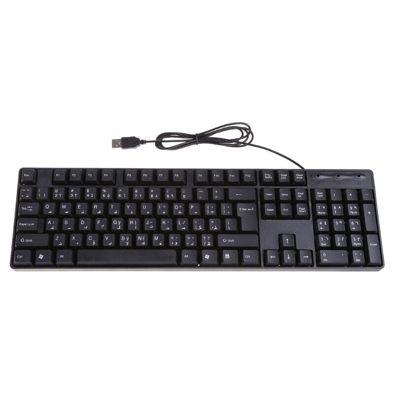 USB Wired Arabic English Keyboard Ultra Slim Full Size Keyboard for Computer