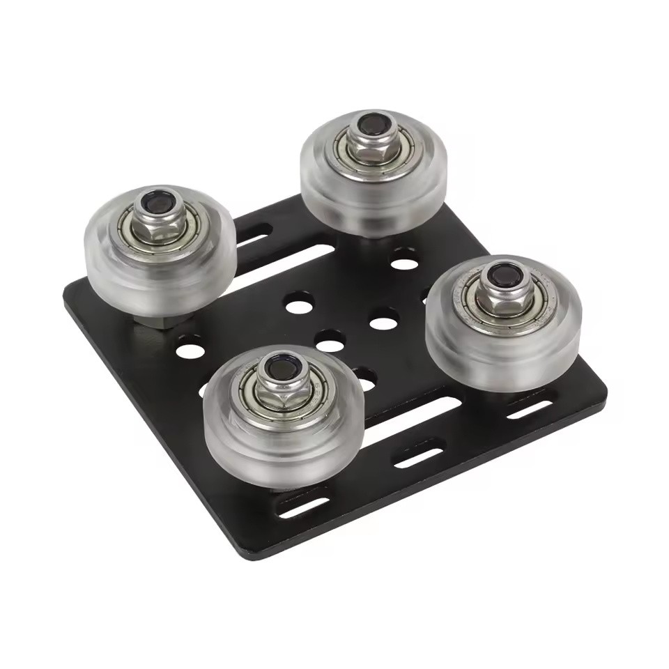 Small V-Wheel Plate Gantry Rod Plate with Wheel, 65mm x 65mm for 2020V Aluminum