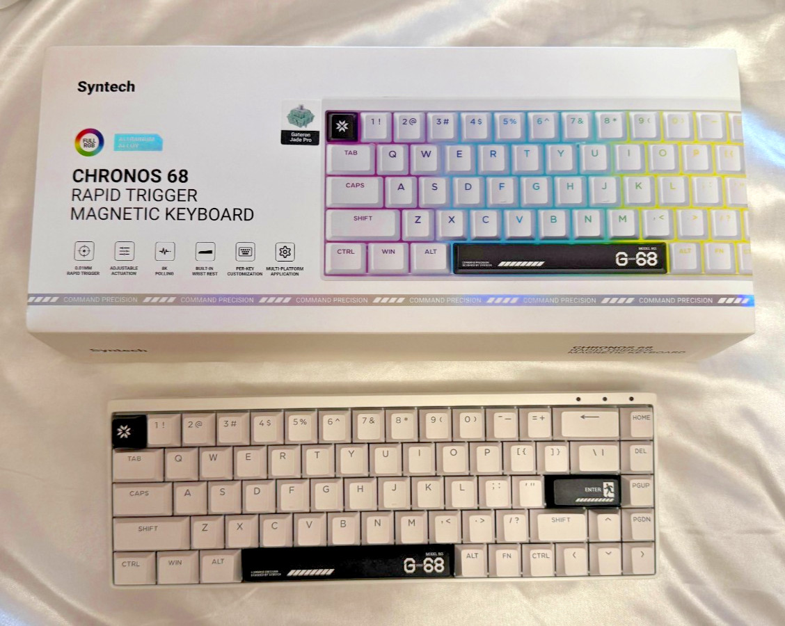 Syntech Chronos 68 Hall Effect Keyboard (White Black + Gateron Jade Pro Switch)