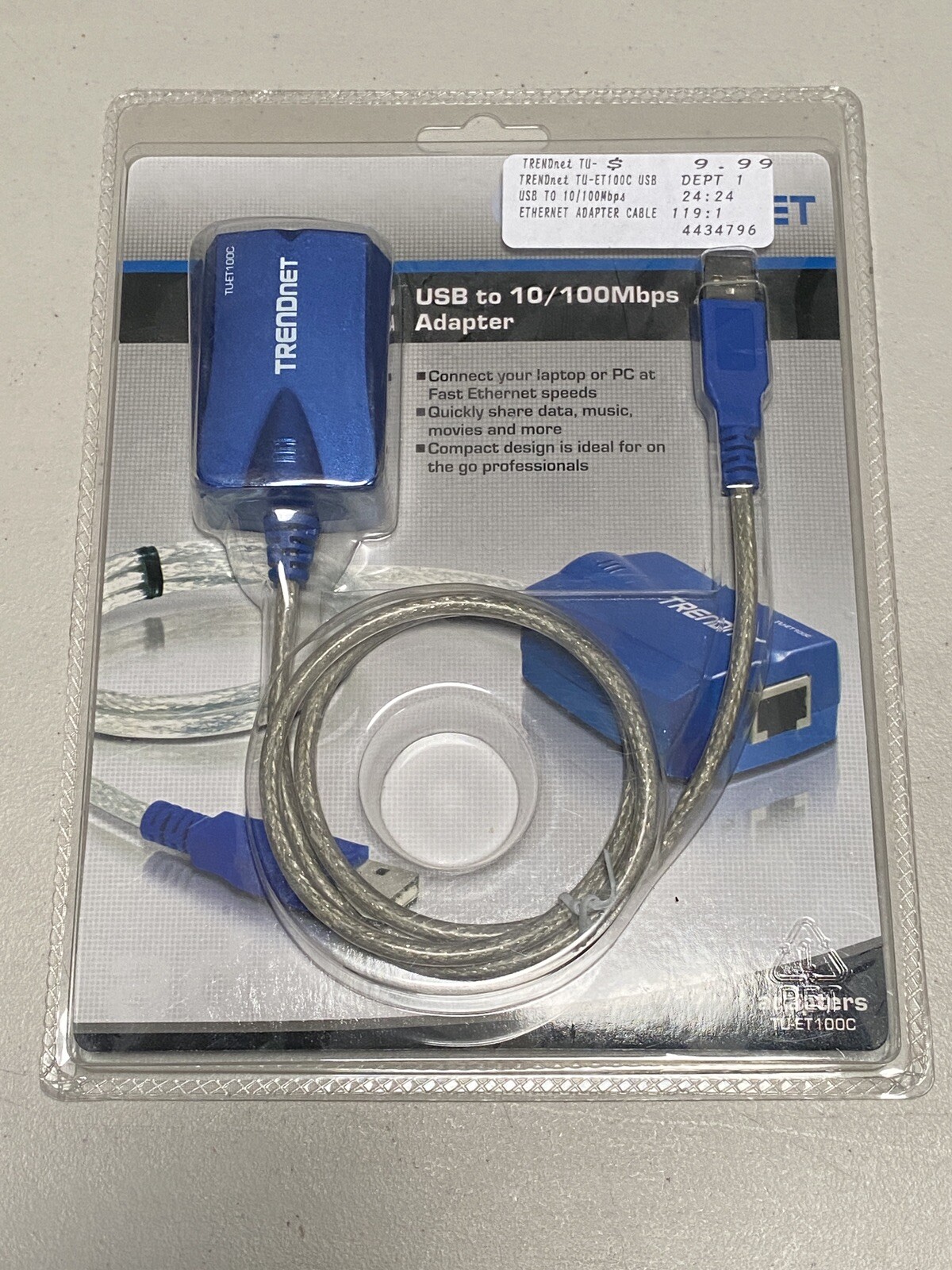 TRENDnet TU-ET100C USB to 10/100Mbps Fast Ethernet Adapter.  Brand new sealed