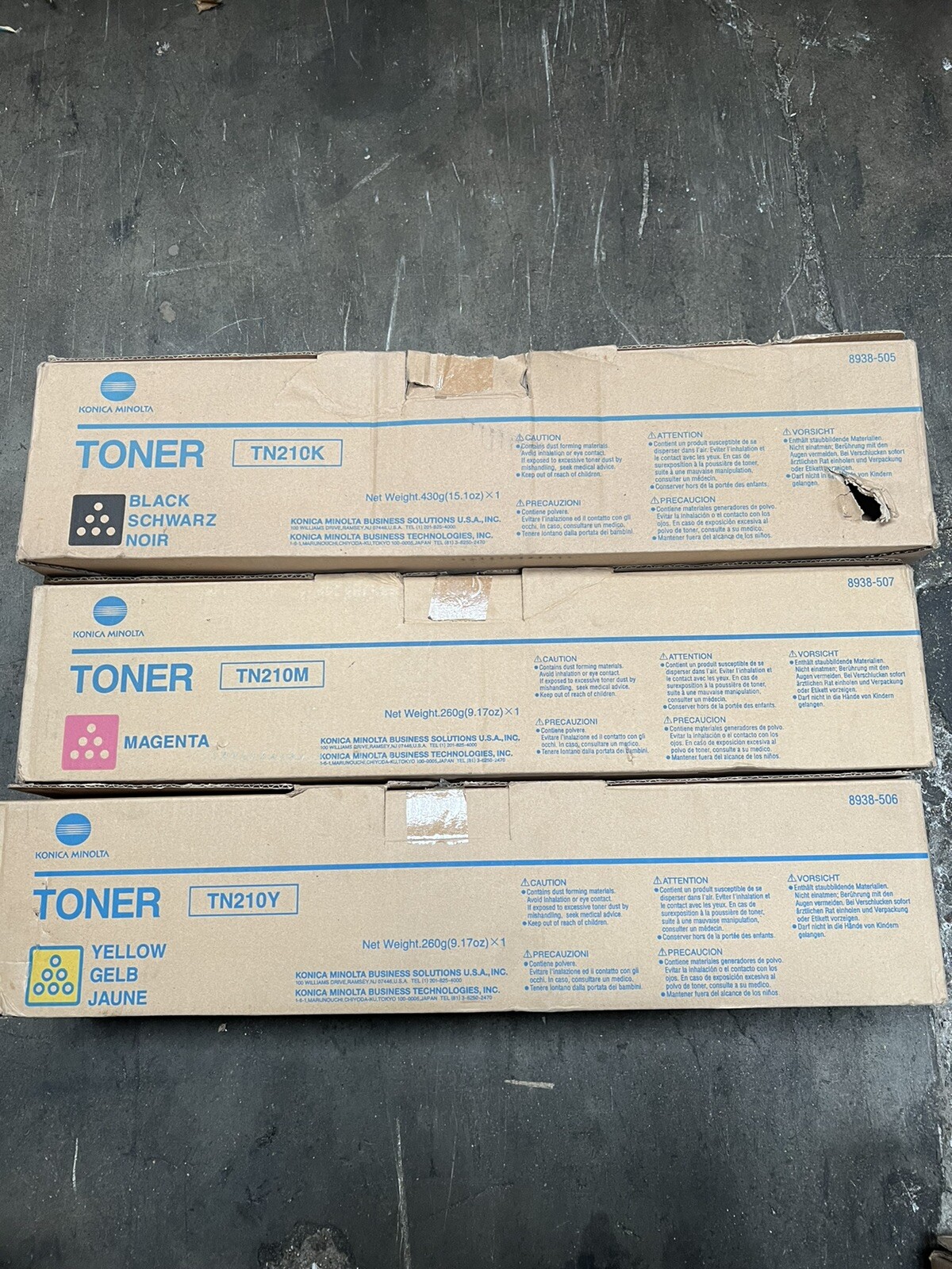 Konica Minolta OEM Toner 3 Color Set TN210K,M,Y