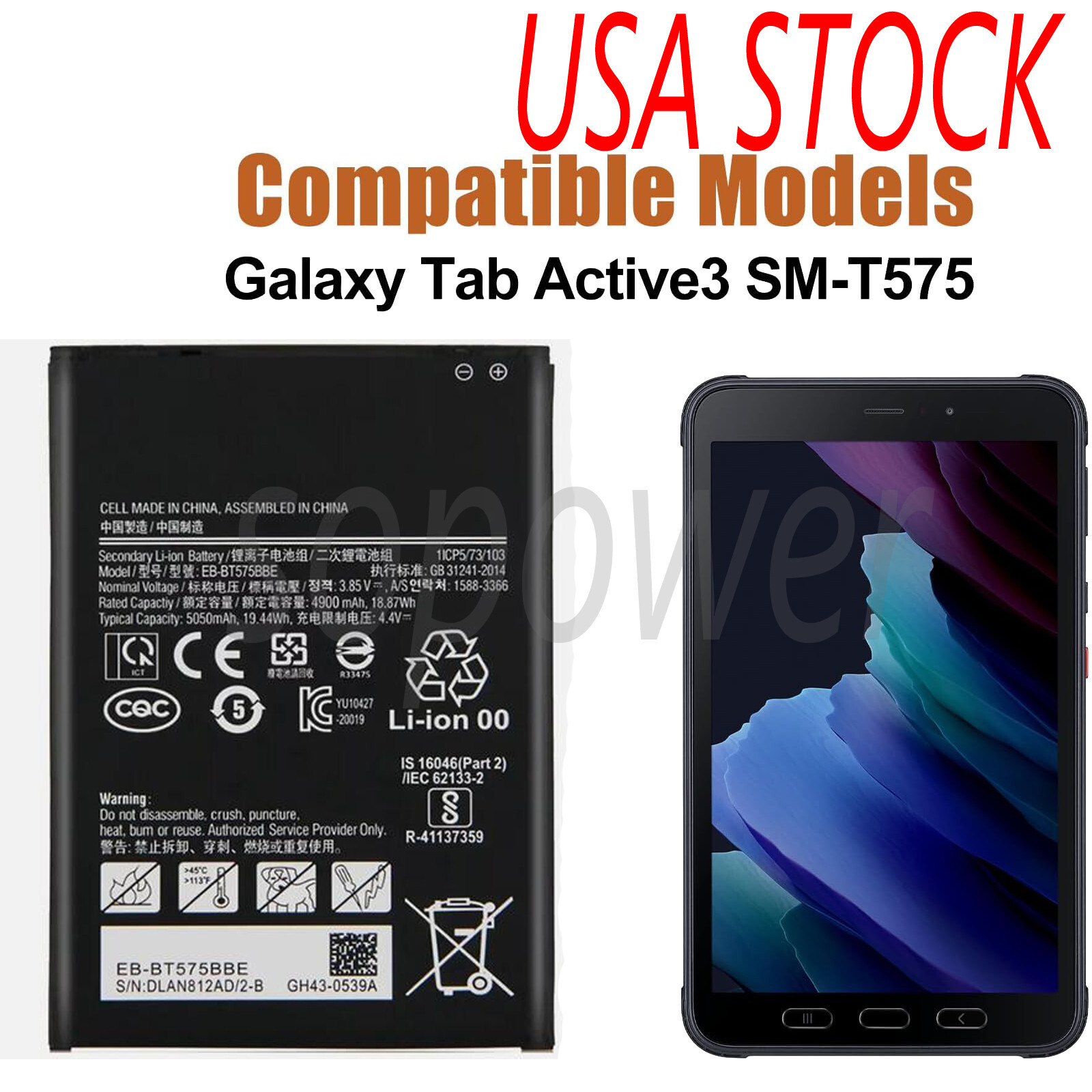 New For Samsung Galaxy Tab Active 3 SM-T575 T570 Battery EB-BT575BBE GH43-05039A