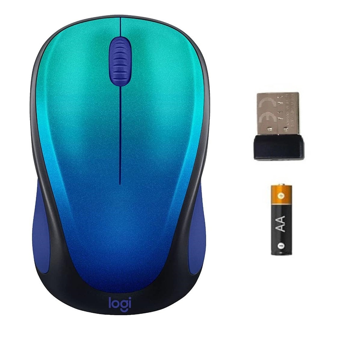 Logitech M317 Wireless Mouse 1K DPI Optical Tracking USB Receiver Aurora Blue