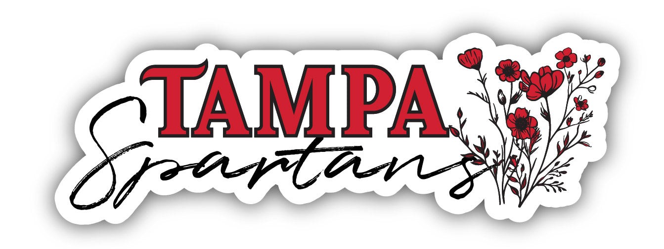 University of Tampa Spartans Script Floral Sticker/Magnet - School Decor