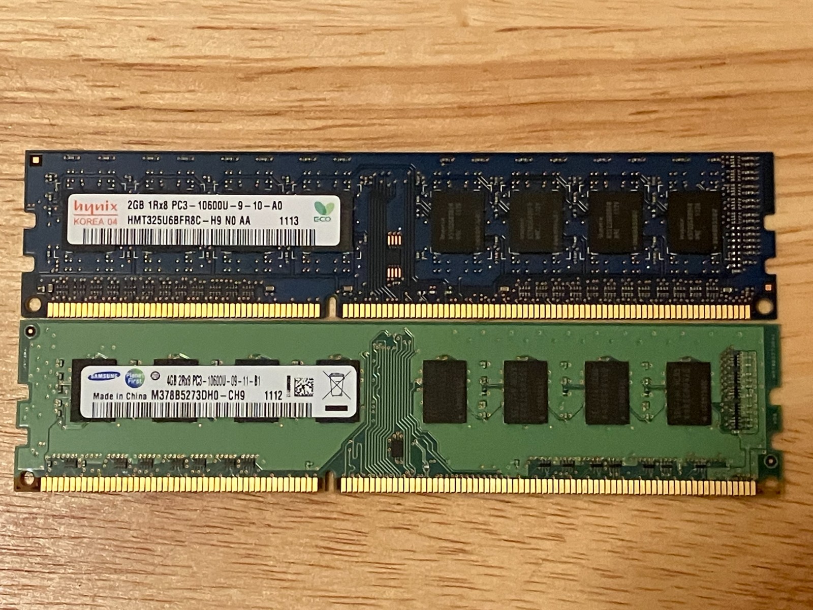Gently Used Samsung Hynix 6GB Memory Kit, PC3-10600U Desktop Ram
