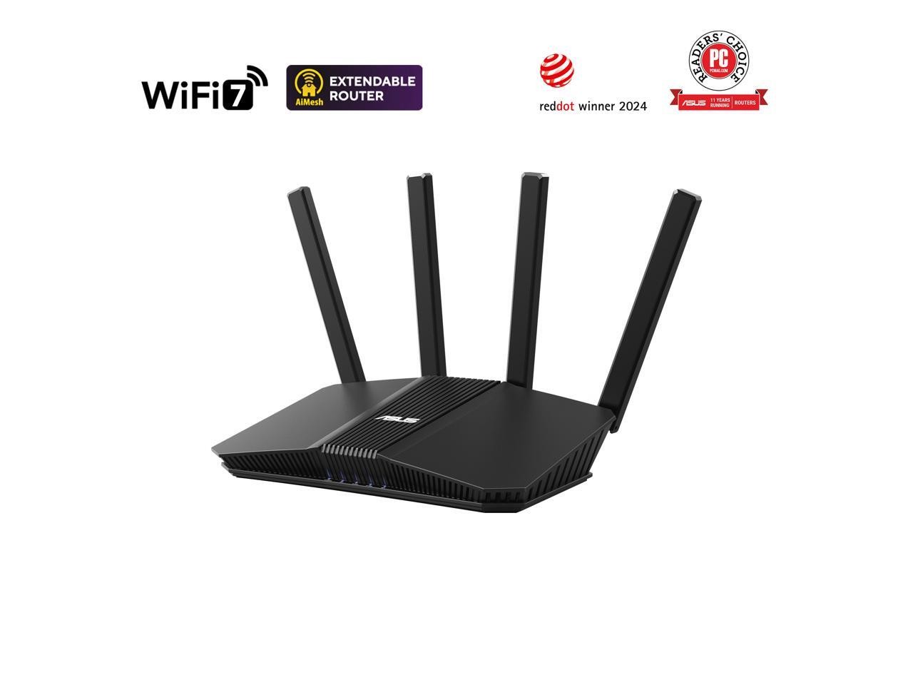 ASUS RT-BE3600 WiFi 7 AiMesh Extendable Router, 4K-QAM, MLO, AI Detection 2.5G