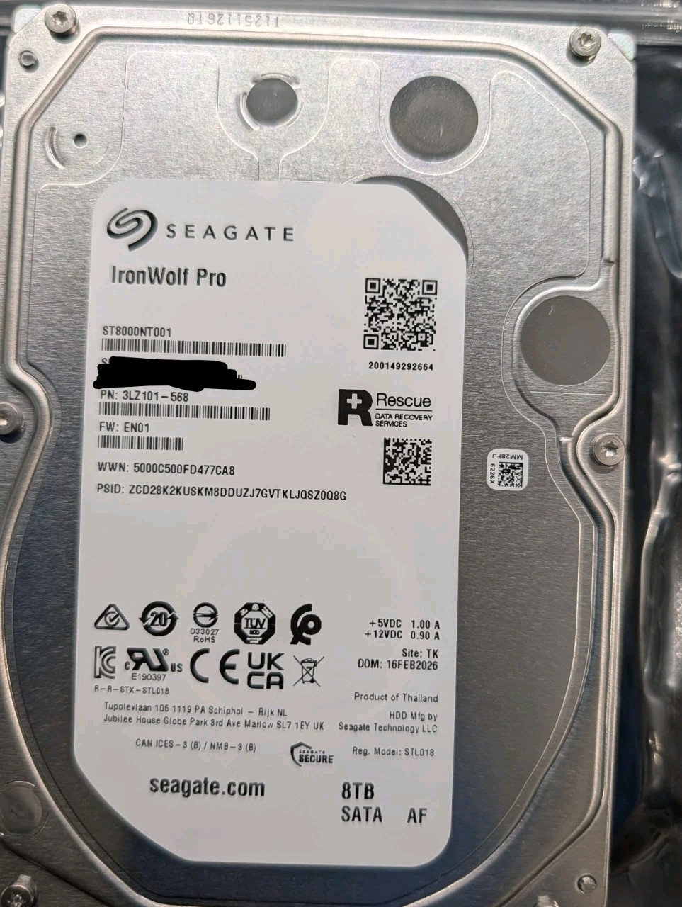 Seagate 8TB IronWolf Pro 7200 rpm SATA III Internal NAS HDD MPN: ST8000NT001