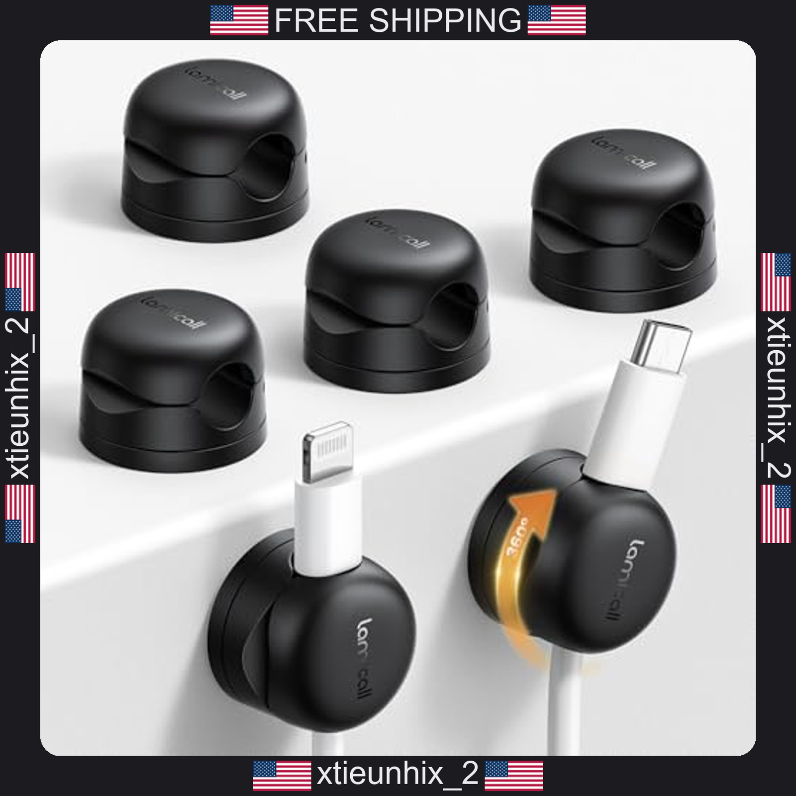 Cable Organizer Clips 6 Pack Rotatable Spring Locking for Wires and Cords