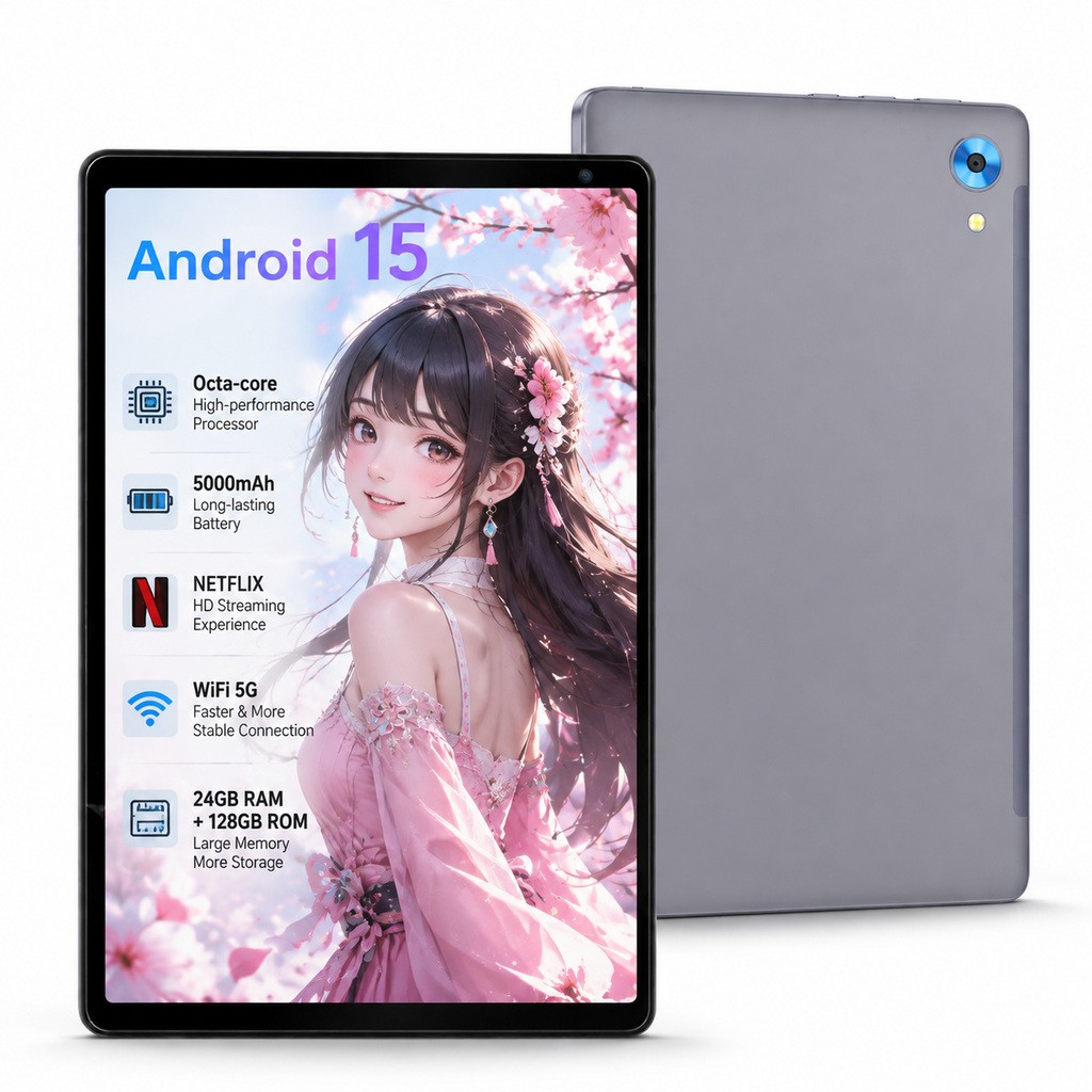 Tablet 10.1" IPS HD Octa-Core A523 5G Wifi 24GB+128GB ROM Android 15 Google Play