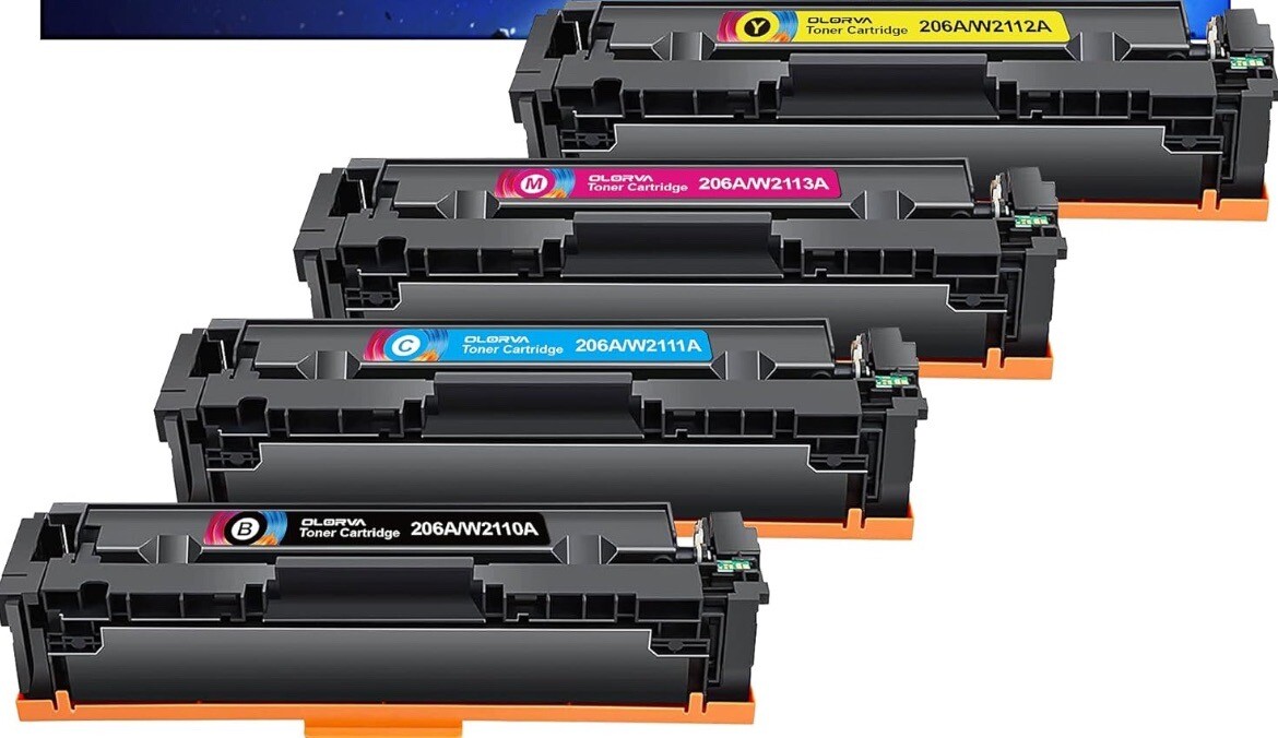 Olorva 206A Toner Cartridge 4 Pack 206X | Replacement for HP 206A W2110A