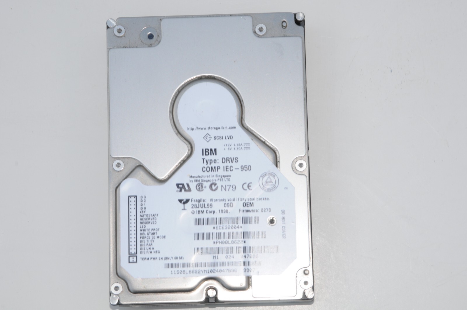 IBM SCSI HARD DRIVE, ULTRA160 SCSI, TYPE:DRVS, SCSI LVD, P/N 08L8622, USED
