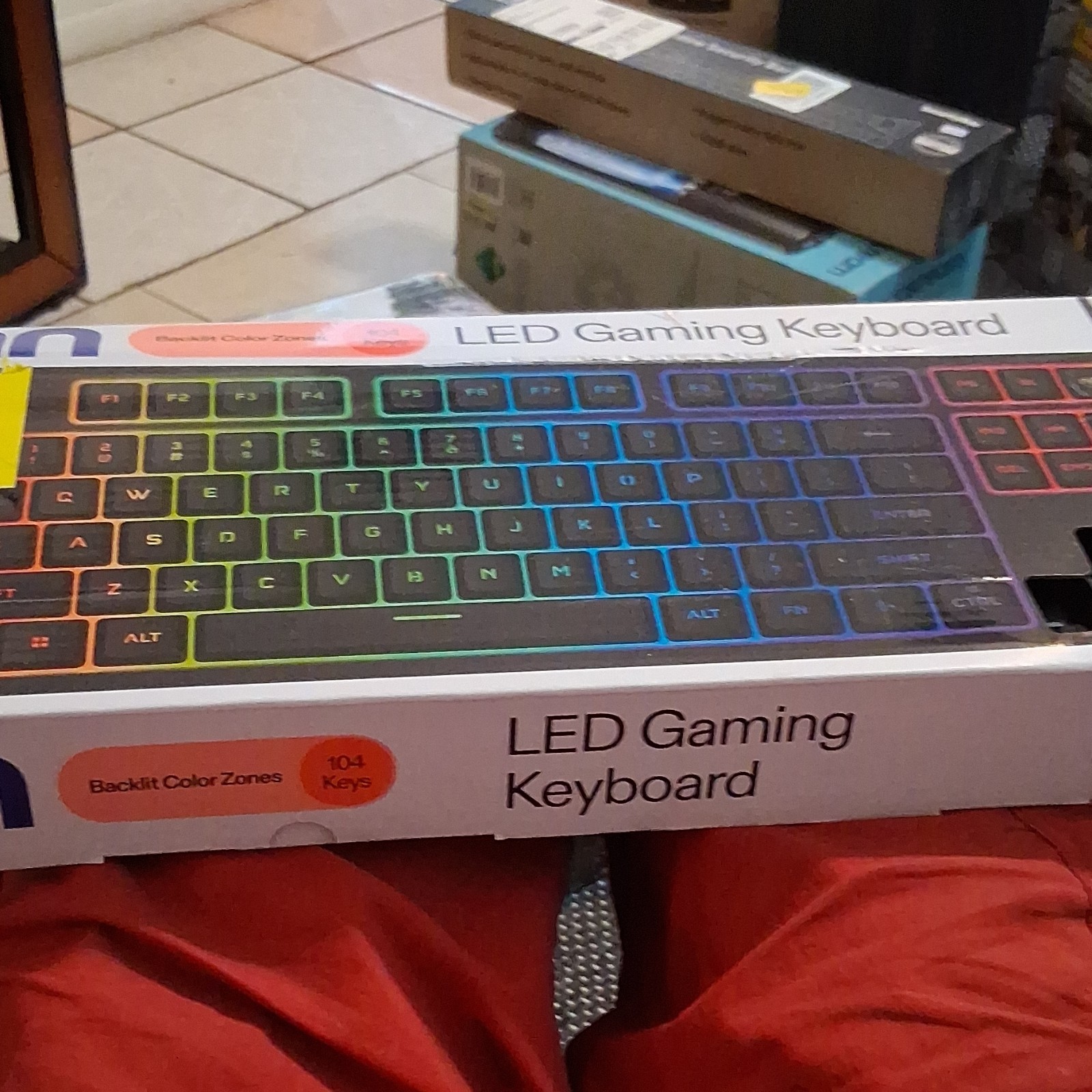 ONN LED Gaming Keyboard Backlit Color Zones Multicolor 104 Keys QWERTY