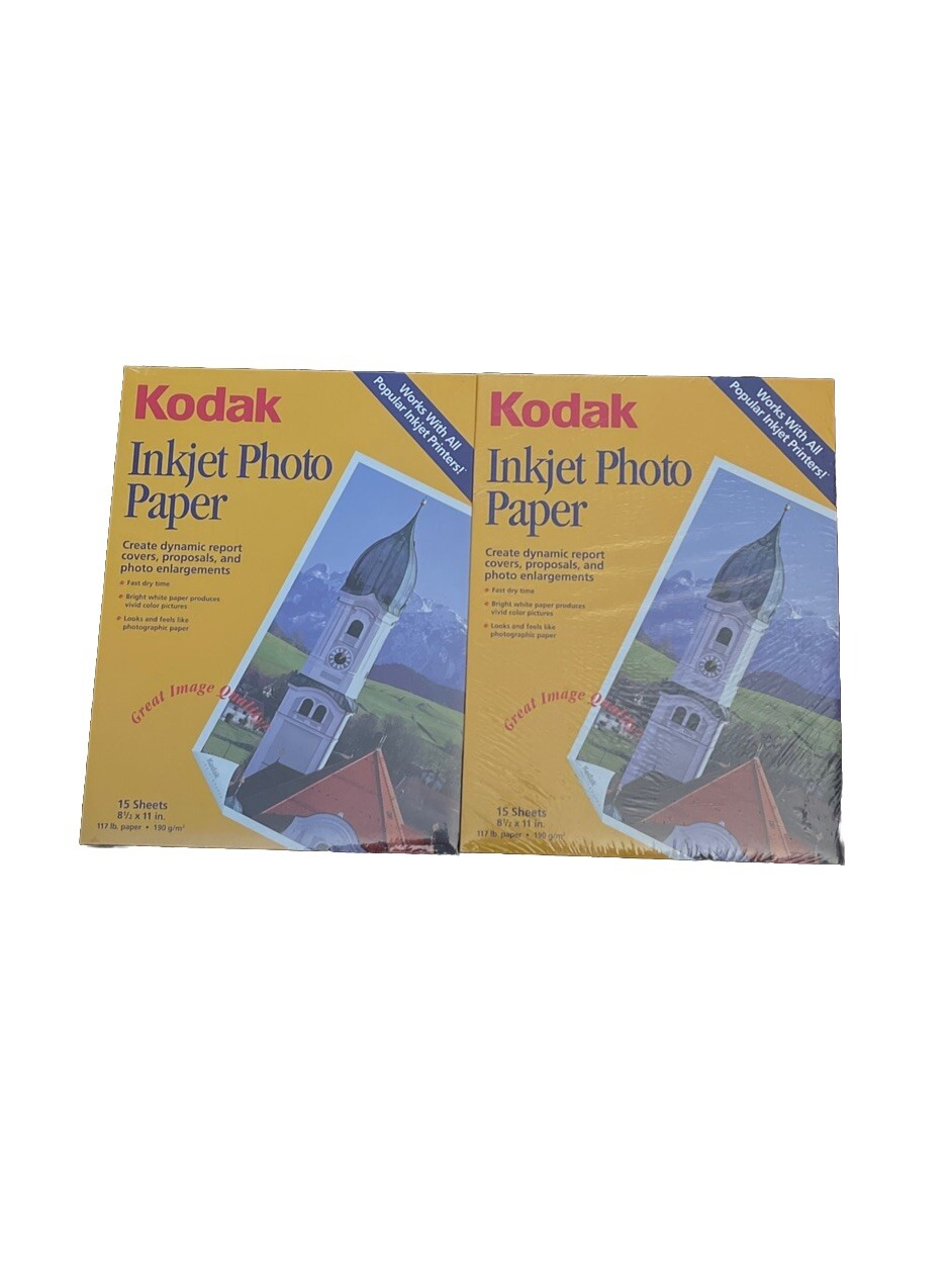 Kodak Inkjet Photo Paper #15474. 30 Sheets Total.  Set Of 2 Pk. 8.5" x 11”. New