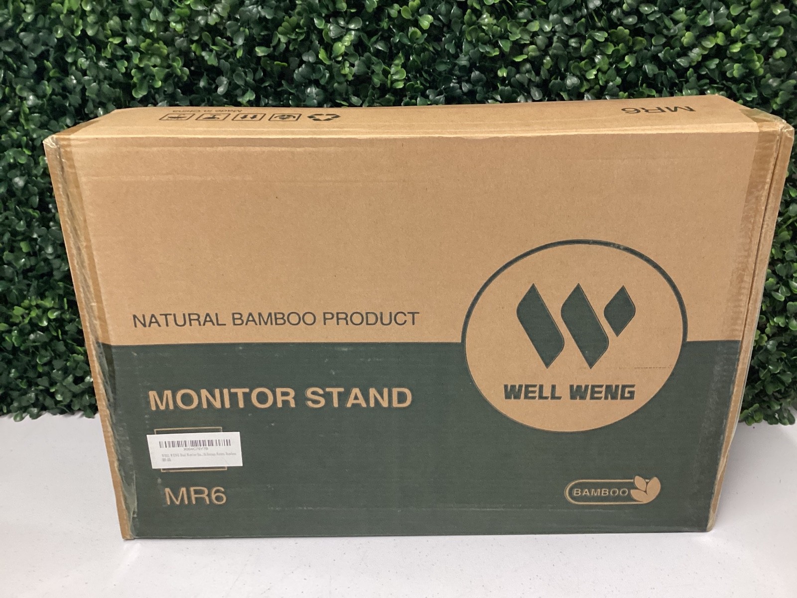 WELL WENG MR6 Natural Bamboo Dual Monitor Stand